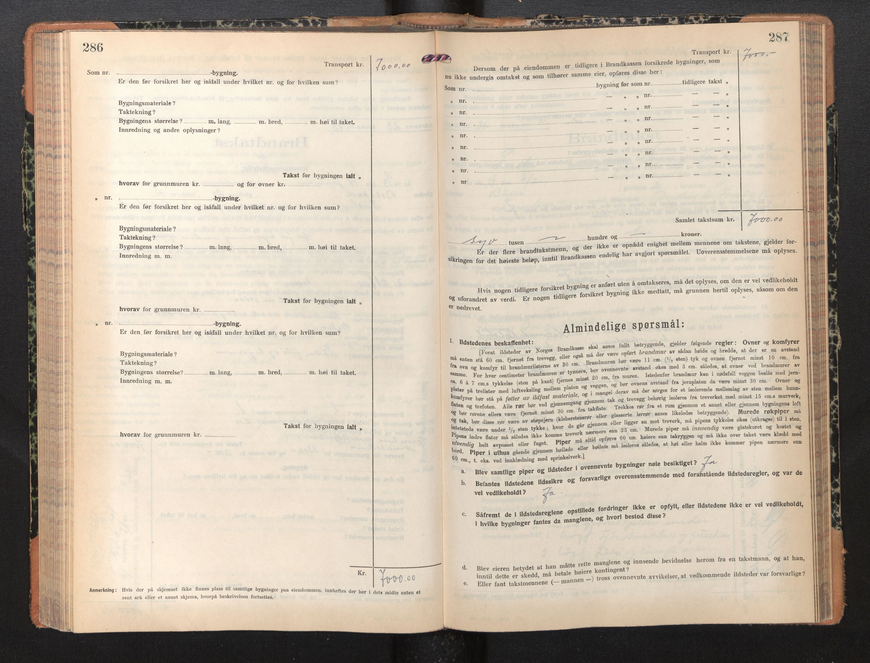 Lensmannen i Luster, SAB/A-29301/0012/L0008: Branntakstprotokoll, skjematakst, 1935-1949, p. 286-287