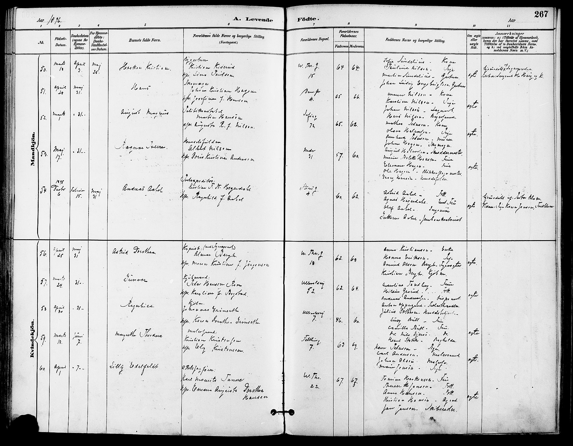 Gamle Aker prestekontor Kirkebøker, AV/SAO-A-10617a/F/L0008: Parish register (official) no. 8, 1887-1896, p. 267