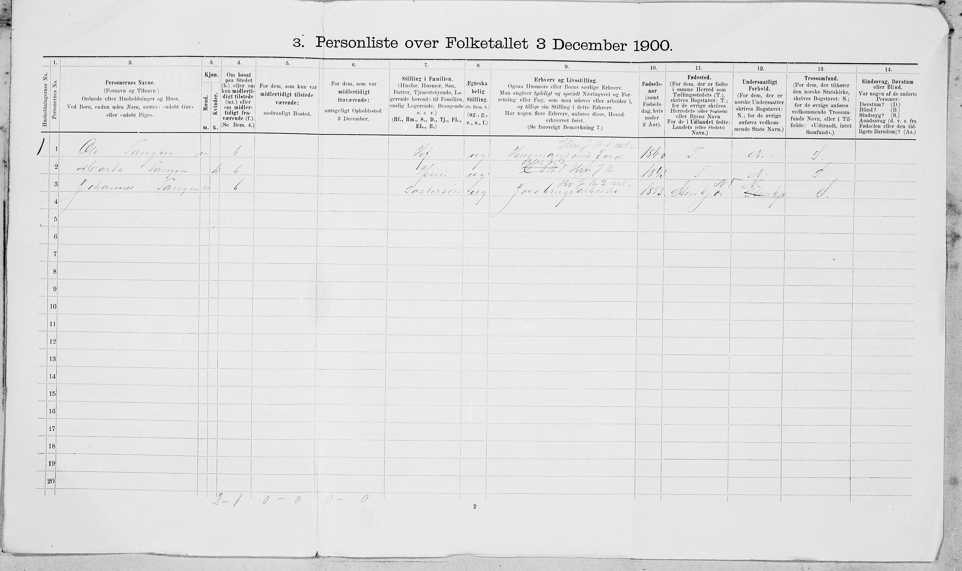 SAT, 1900 census for Ytterøy, 1900, p. 13