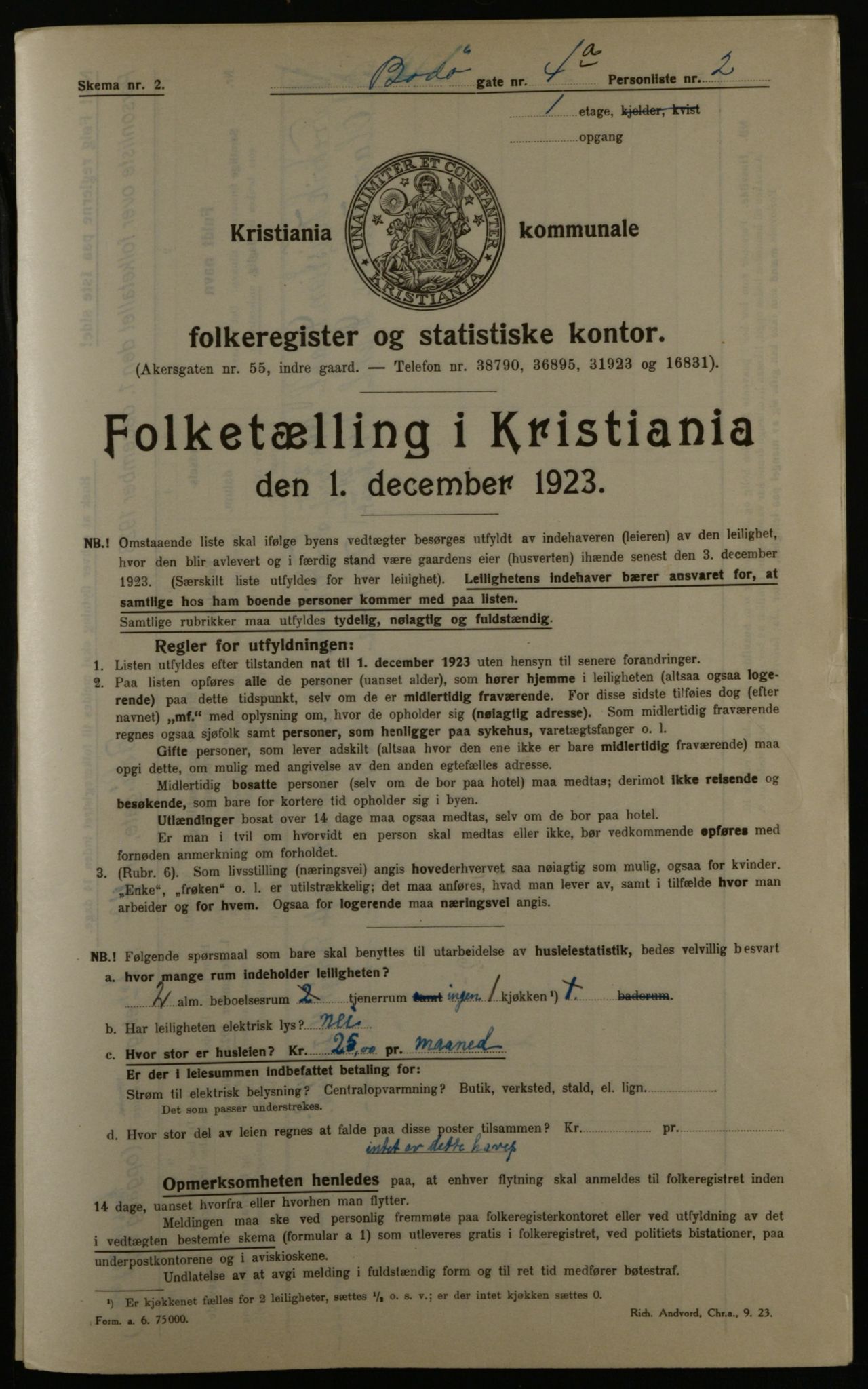 OBA, Municipal Census 1923 for Kristiania, 1923, p. 7760