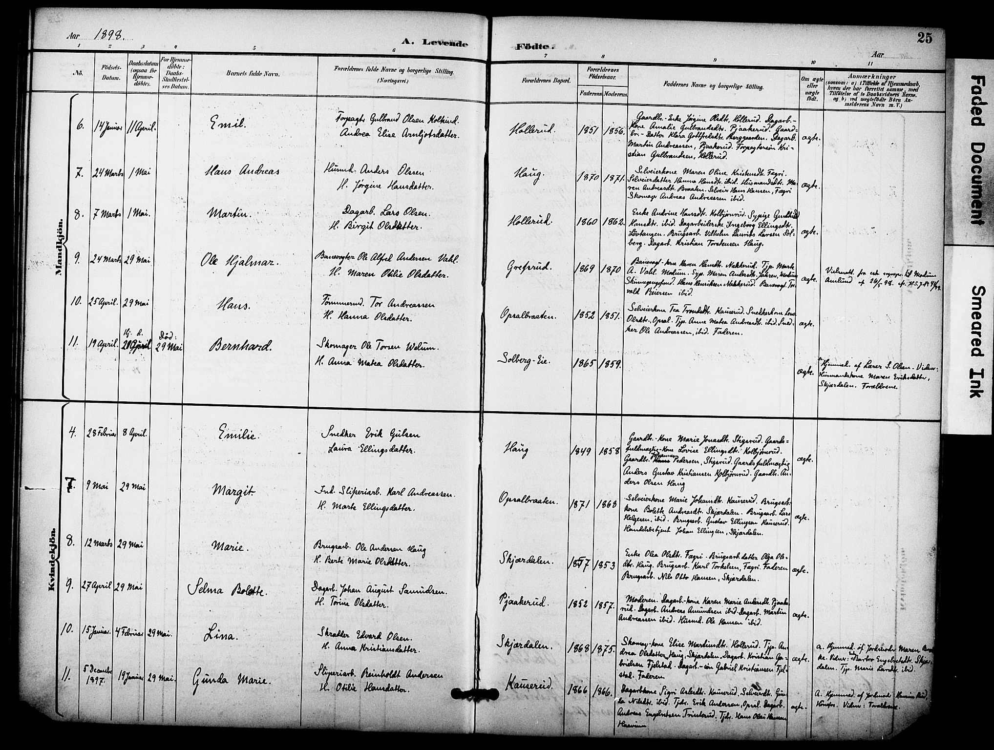 Hole kirkebøker, AV/SAKO-A-228/F/Fb/L0002: Parish register (official) no. II 2, 1892-1906, p. 25