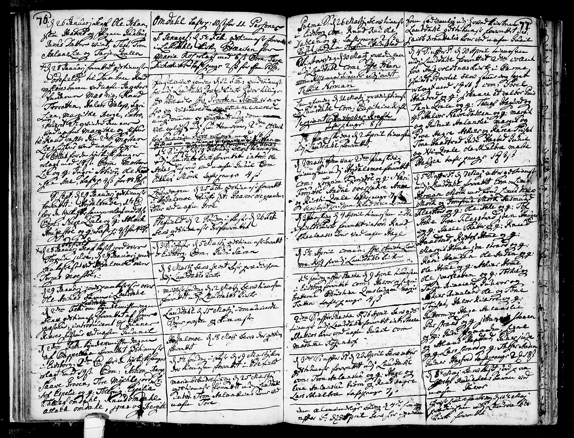 Lårdal kirkebøker, SAKO/A-284/F/Fa/L0002: Parish register (official) no. I 2, 1734-1754, p. 76-77