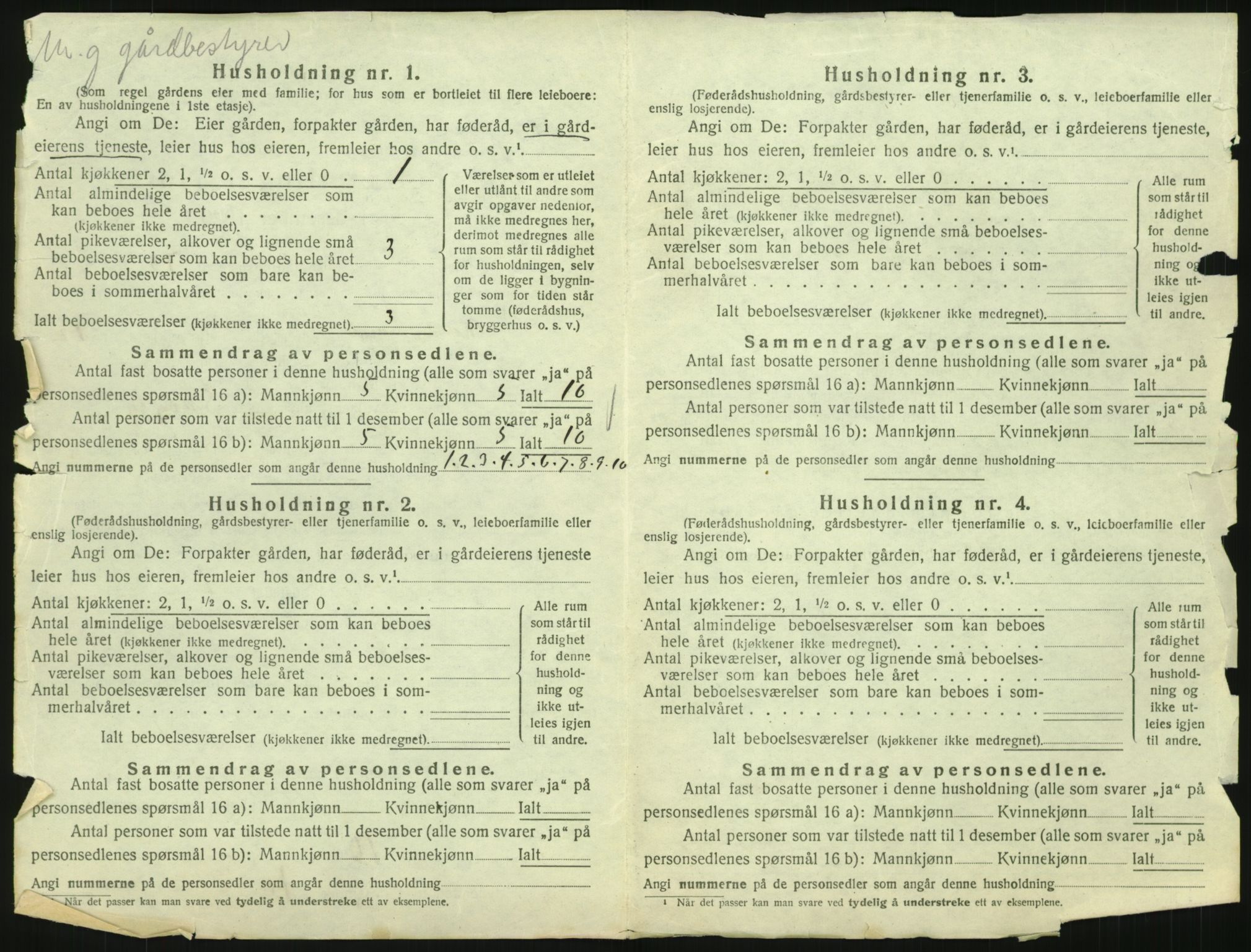 SAH, 1920 census for Nordre Land, 1920, p. 1117