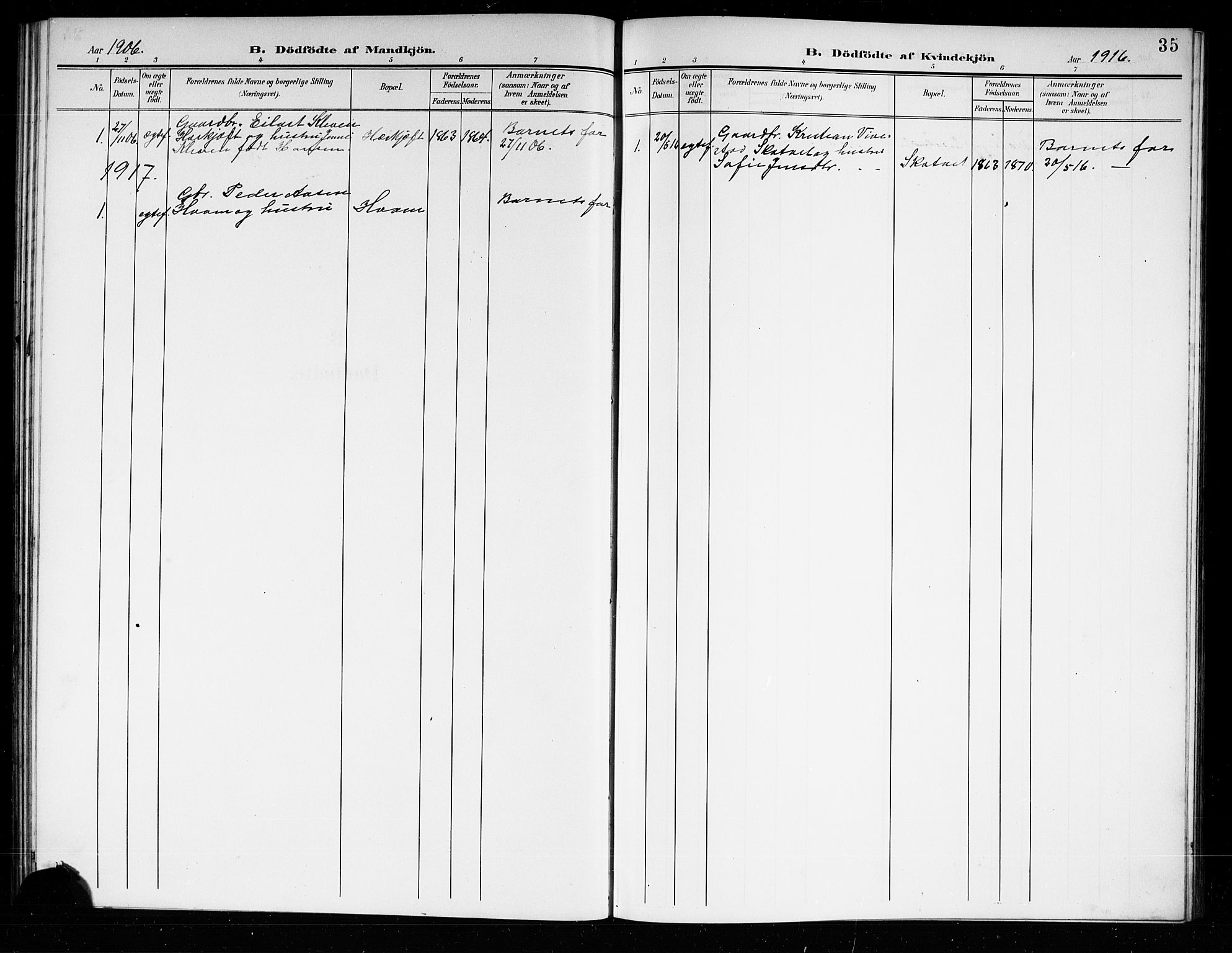 Ramnes kirkebøker, AV/SAKO-A-314/G/Gb/L0002: Parish register (copy) no. II 2, 1904-1923, p. 35