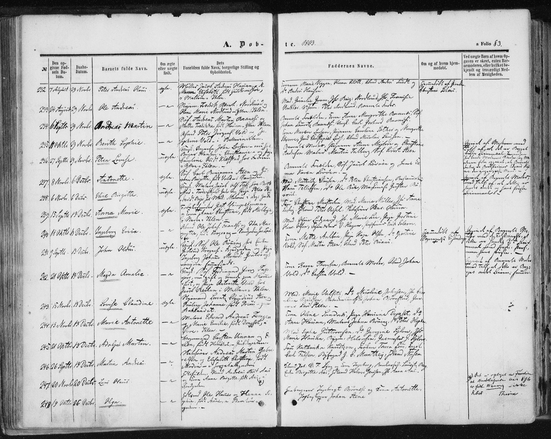 Ministerialprotokoller, klokkerbøker og fødselsregistre - Sør-Trøndelag, SAT/A-1456/602/L0115: Parish register (official) no. 602A13, 1860-1872, p. 83
