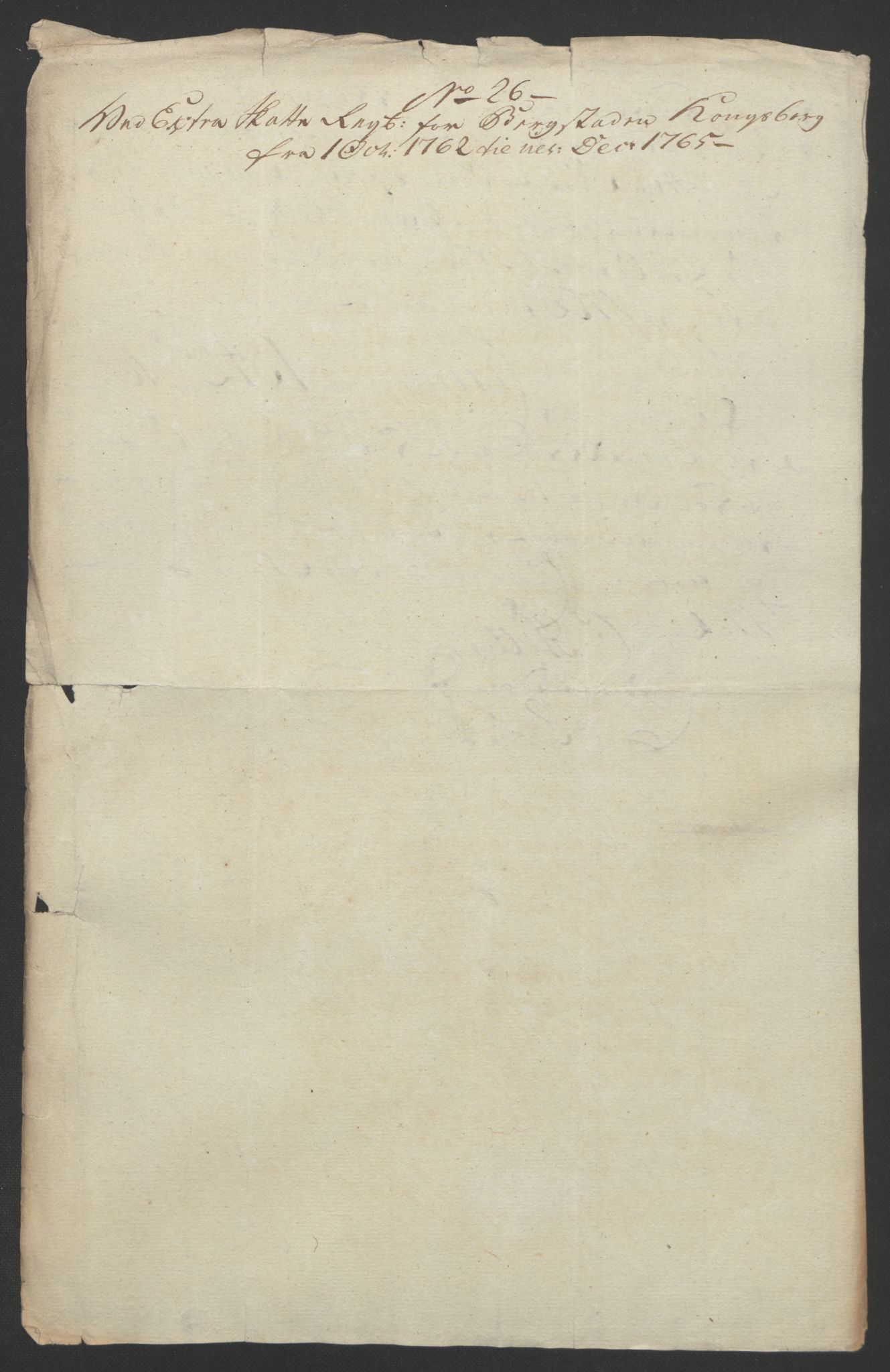 Rentekammeret inntil 1814, Reviderte regnskaper, Bergverksregnskaper, RA/EA-3222/R/Rc/Rca/L0843: Ekstraskatt, 1762-1765, p. 227