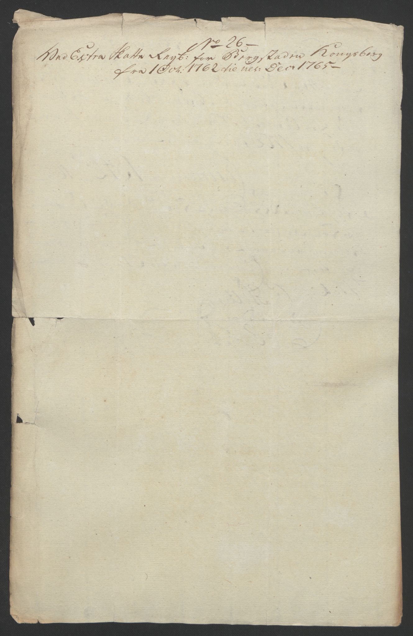 Rentekammeret inntil 1814, Reviderte regnskaper, Bergverksregnskaper, AV/RA-EA-3222/R/Rc/Rca/L0843: Ekstraskatt, 1762-1765, p. 227