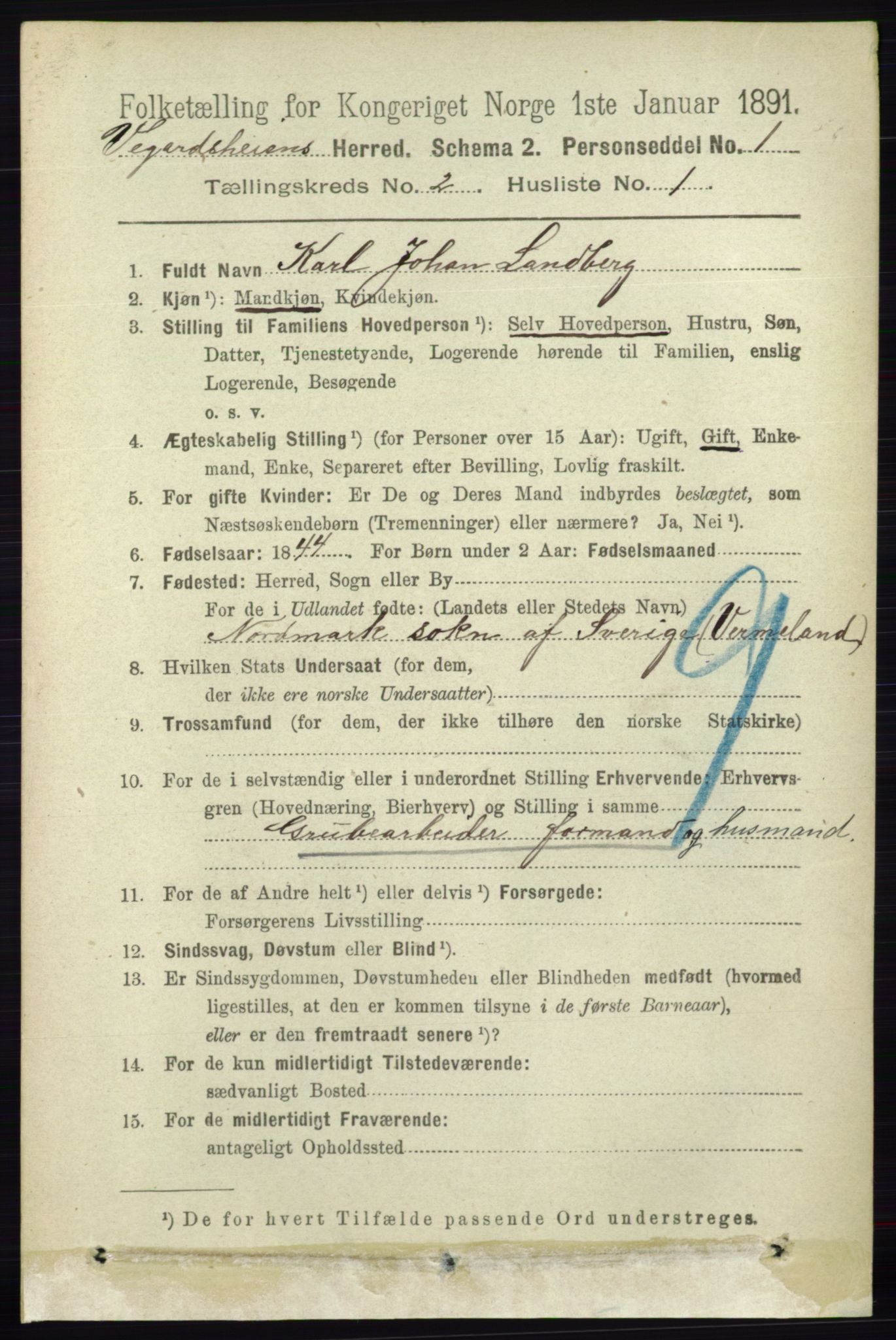 RA, 1891 census for 0912 Vegårshei, 1891, p. 358