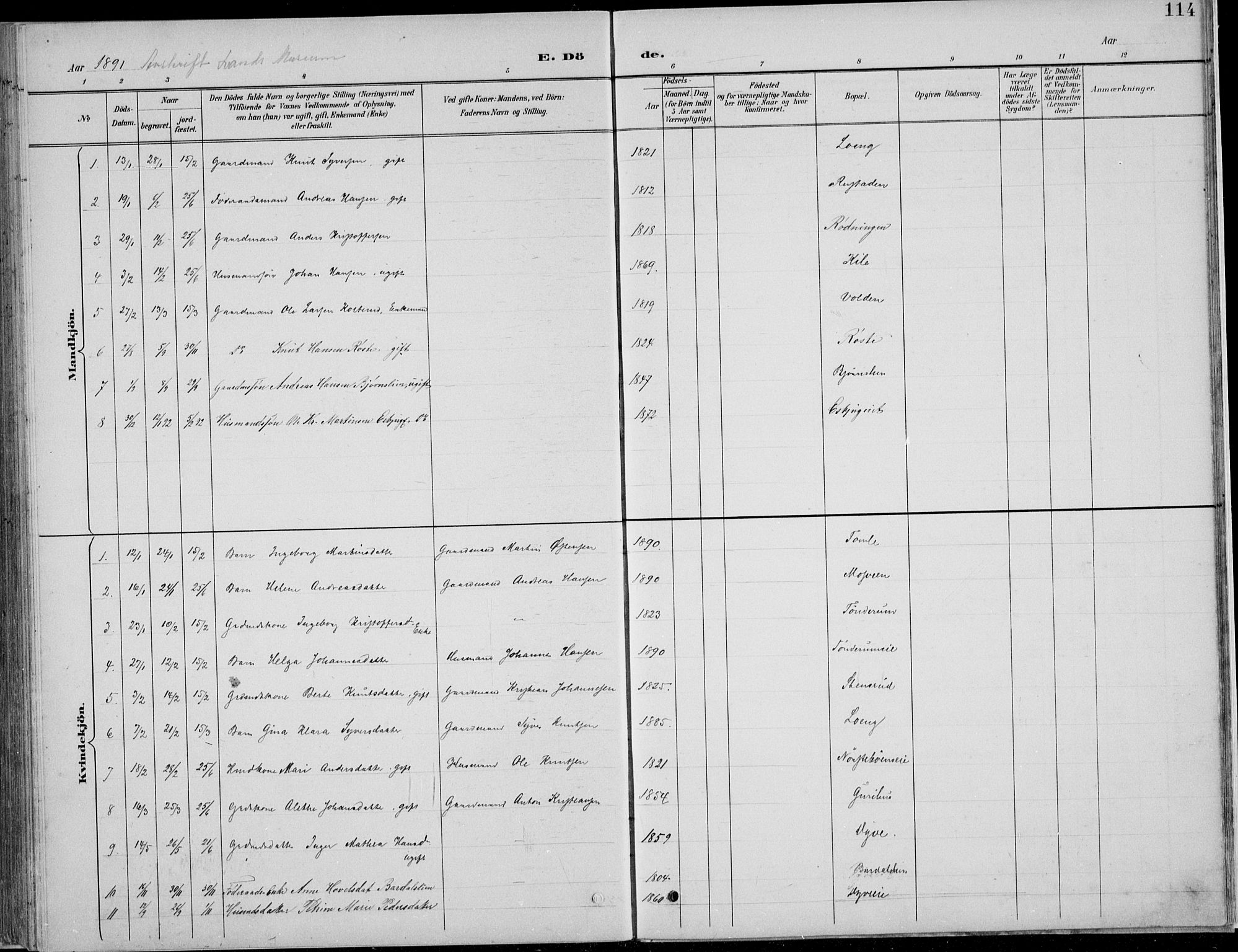 Nordre Land prestekontor, AV/SAH-PREST-124/H/Ha/Hab/L0013: Parish register (copy) no. 13, 1891-1904, p. 114