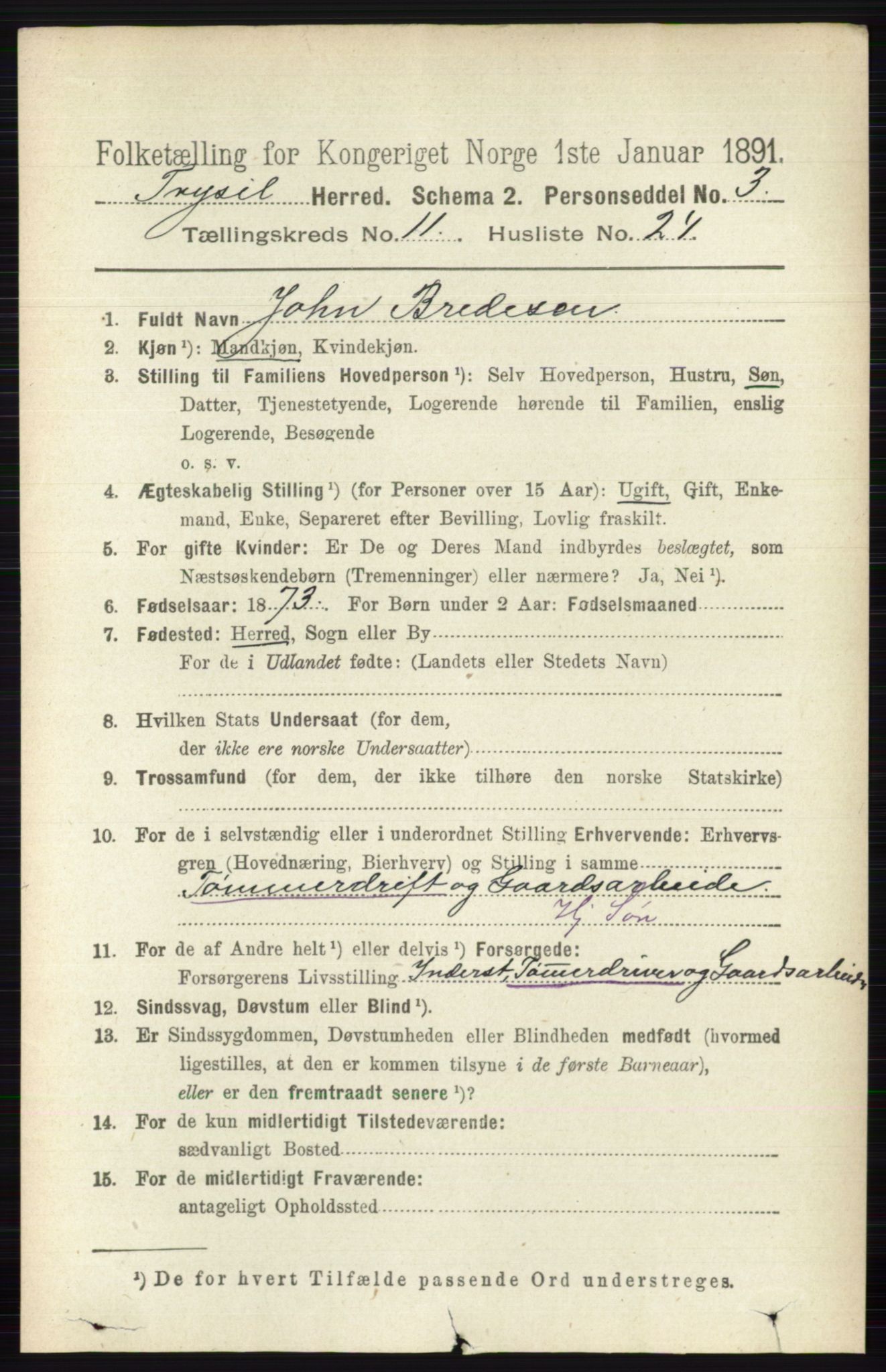 RA, 1891 census for 0428 Trysil, 1891, p. 5682