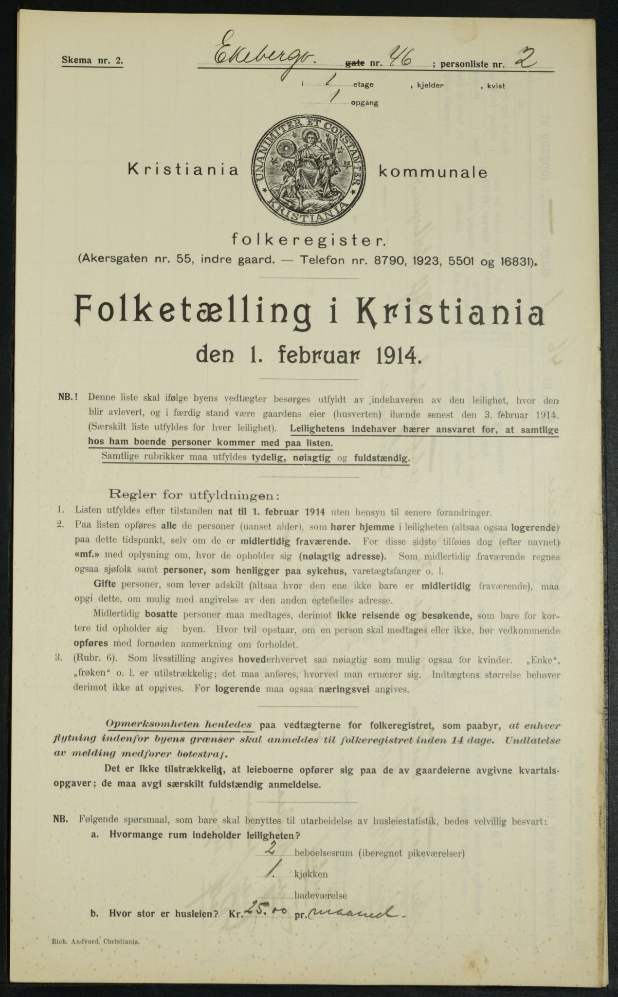 OBA, Municipal Census 1914 for Kristiania, 1914, p. 20578