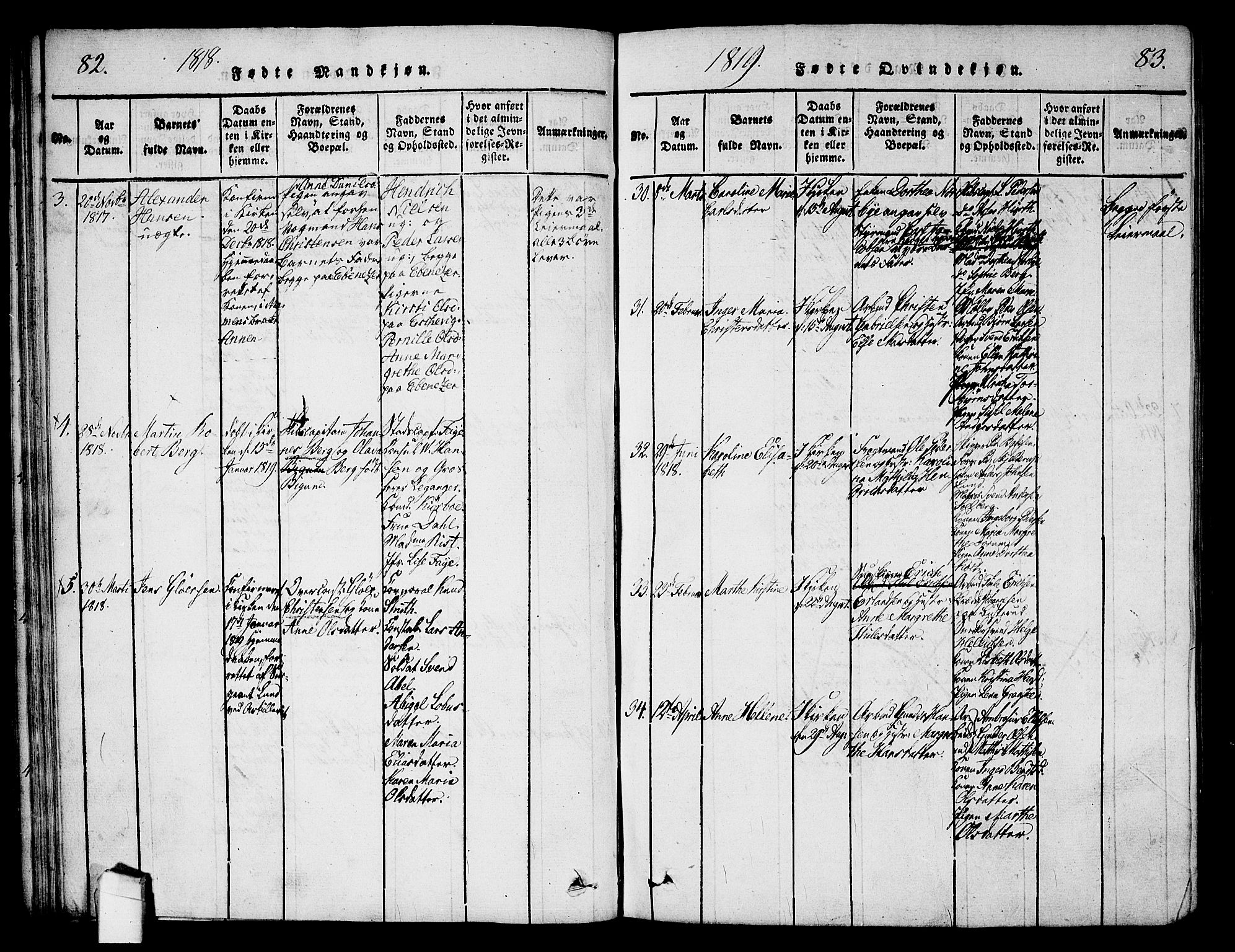 Halden prestekontor Kirkebøker, SAO/A-10909/G/Ga/L0001: Parish register (copy) no. 1, 1815-1833, p. 82-83