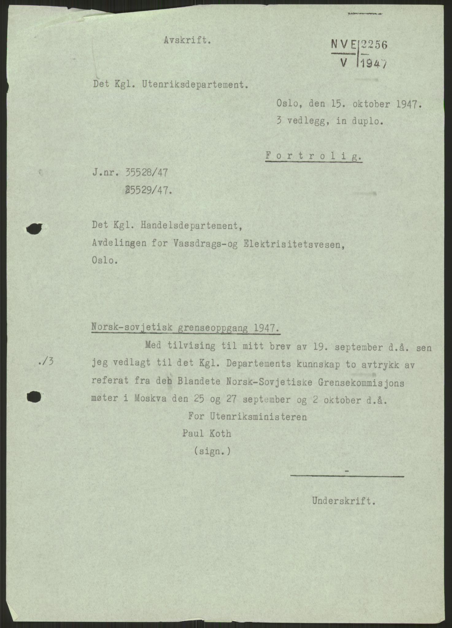 Vassdragsdirektoratet/avdelingen, AV/RA-S-6242/F/Fa/L0538: Pasvikelva, 1945-1949, p. 7