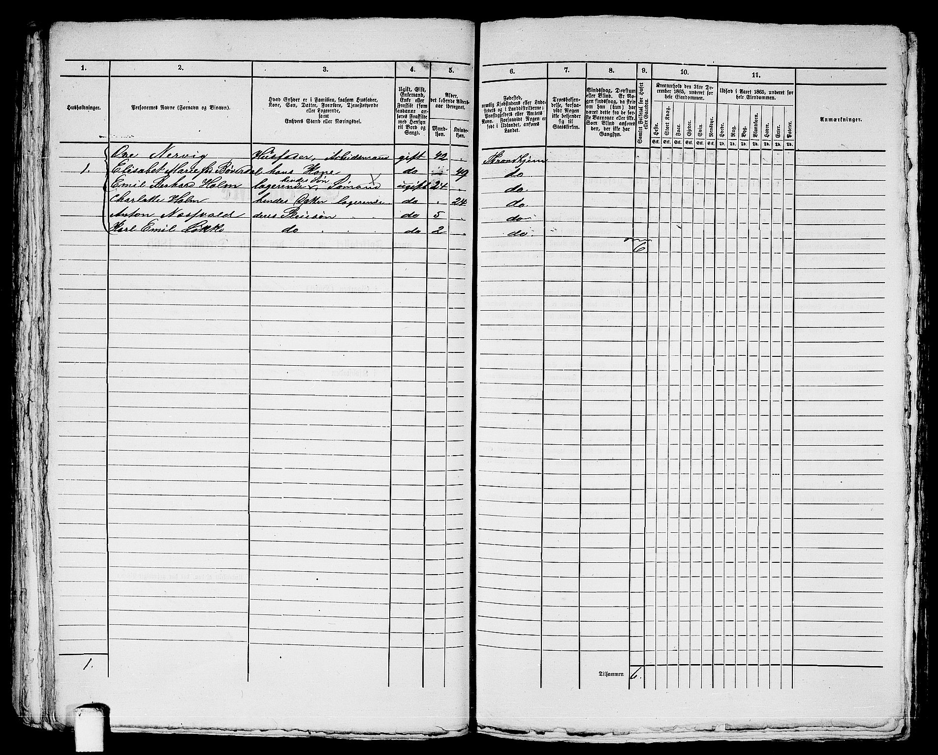 RA, 1865 census for Trondheim, 1865, p. 2276