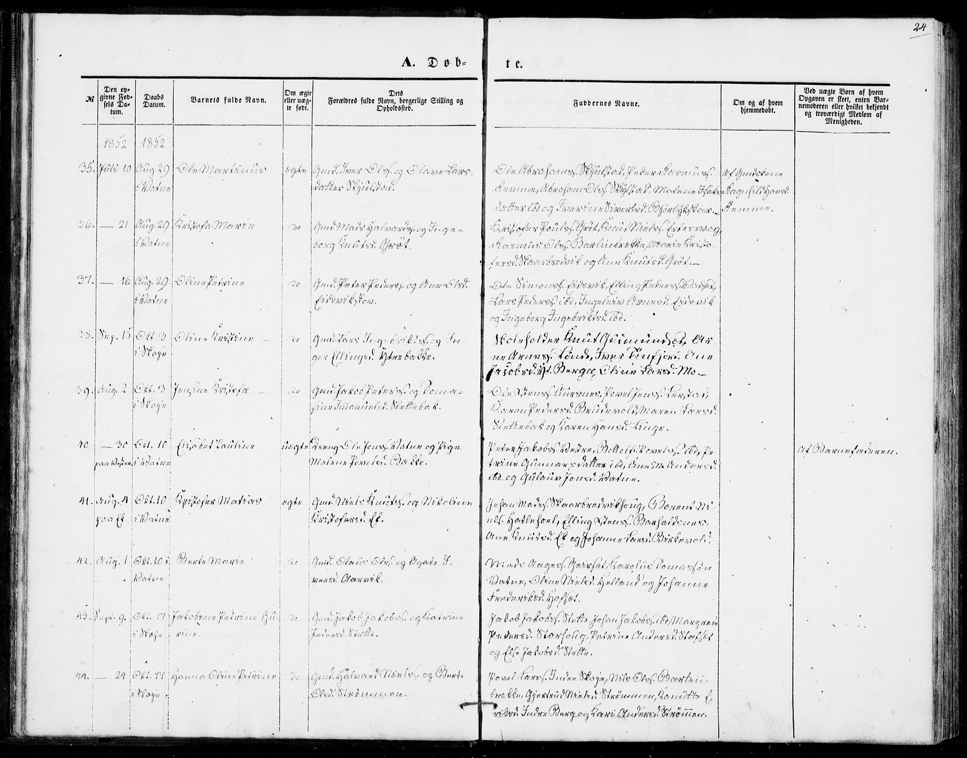 Ministerialprotokoller, klokkerbøker og fødselsregistre - Møre og Romsdal, AV/SAT-A-1454/524/L0353: Parish register (official) no. 524A05, 1848-1856, p. 24