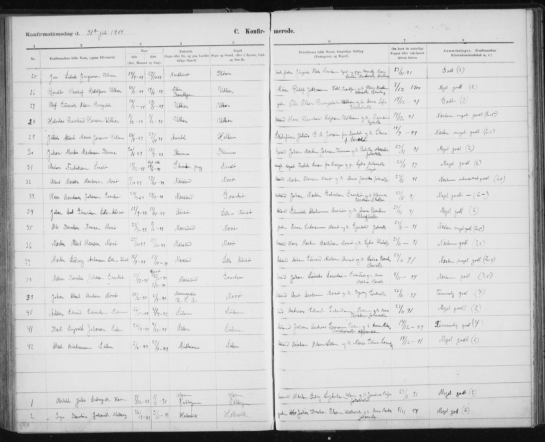 Ministerialprotokoller, klokkerbøker og fødselsregistre - Sør-Trøndelag, AV/SAT-A-1456/640/L0586: Parish register (copy) no. 640C03b, 1891-1908