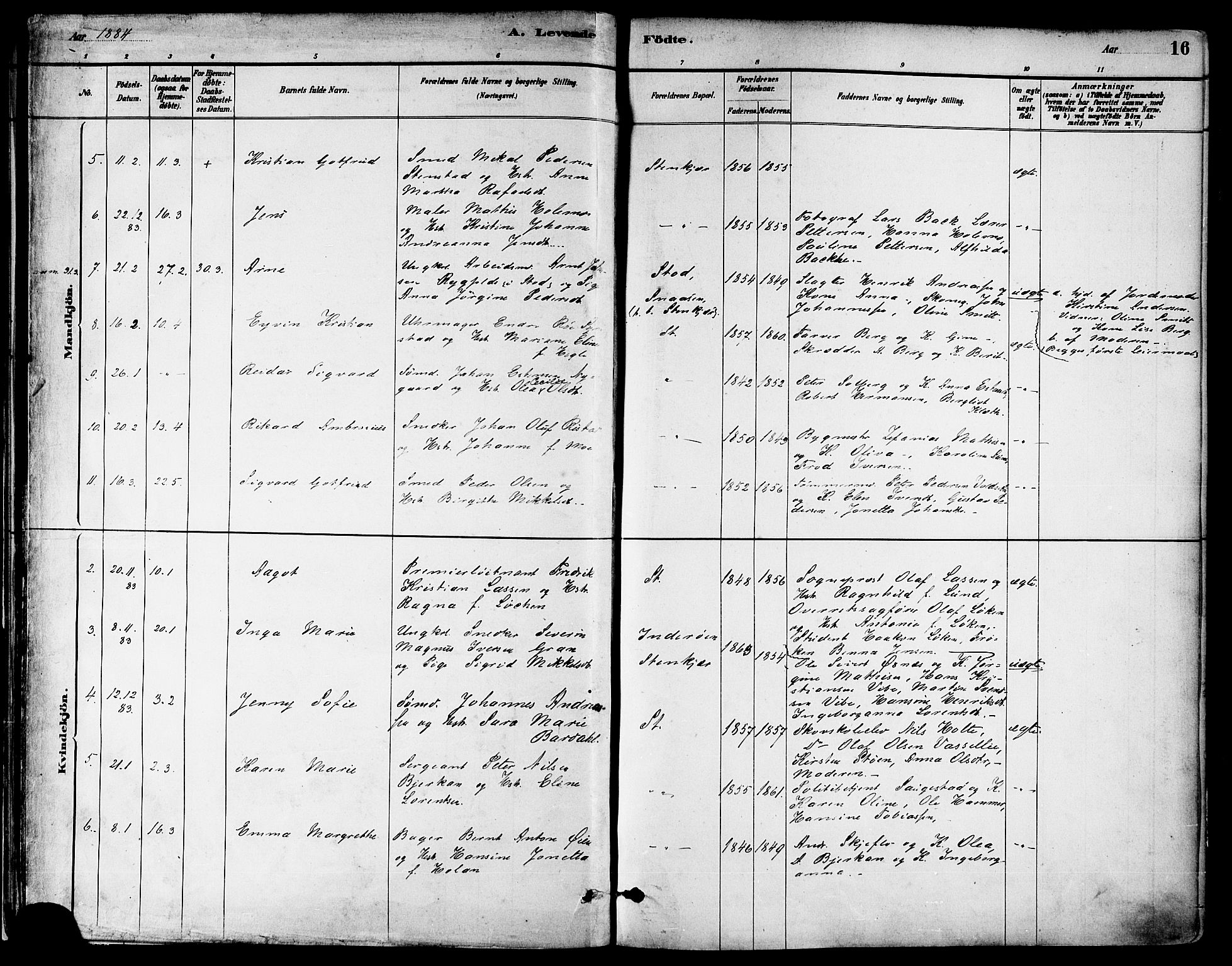 Ministerialprotokoller, klokkerbøker og fødselsregistre - Nord-Trøndelag, SAT/A-1458/739/L0371: Parish register (official) no. 739A03, 1881-1895, p. 16