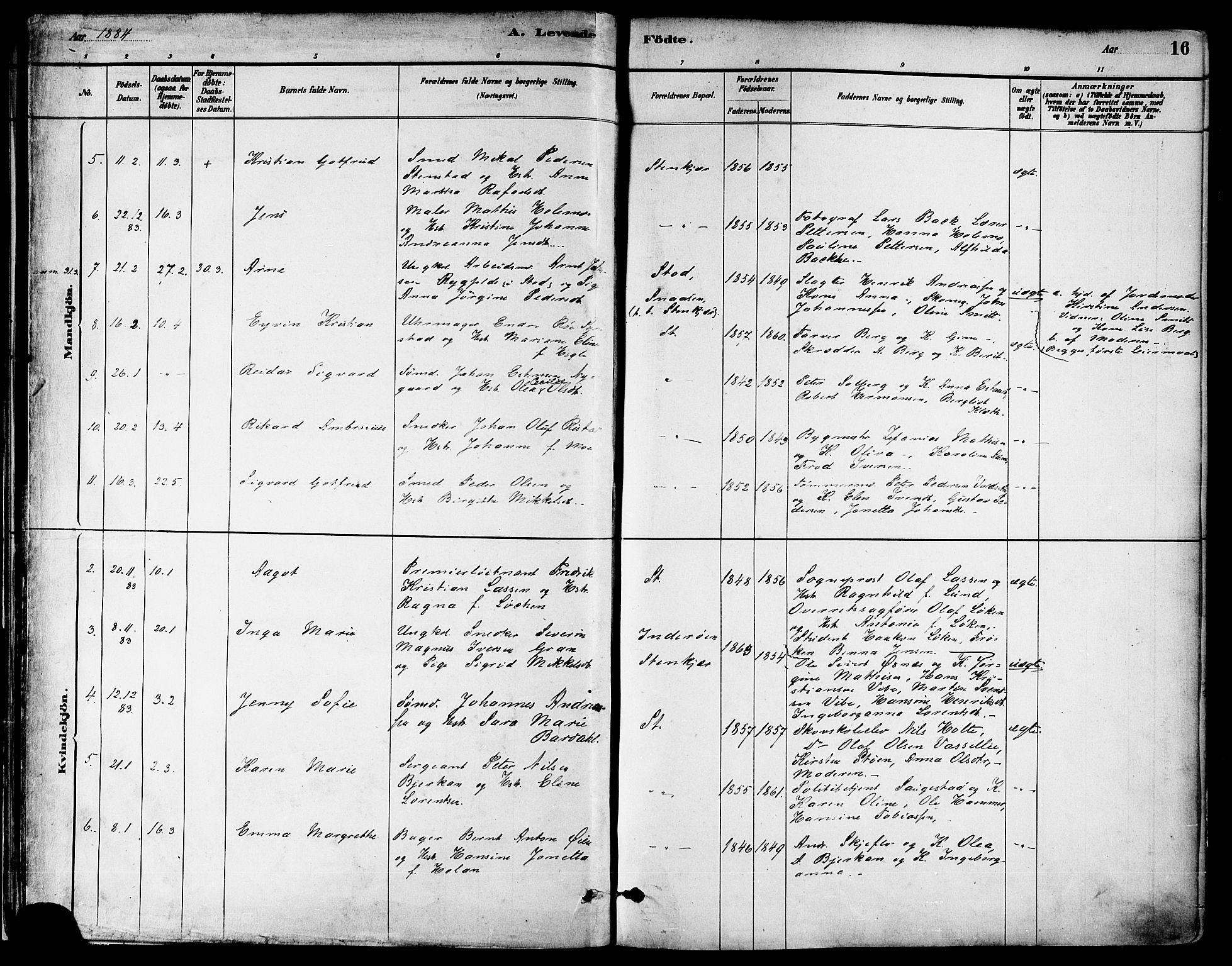 Ministerialprotokoller, klokkerbøker og fødselsregistre - Nord-Trøndelag, AV/SAT-A-1458/739/L0371: Parish register (official) no. 739A03, 1881-1895, p. 16