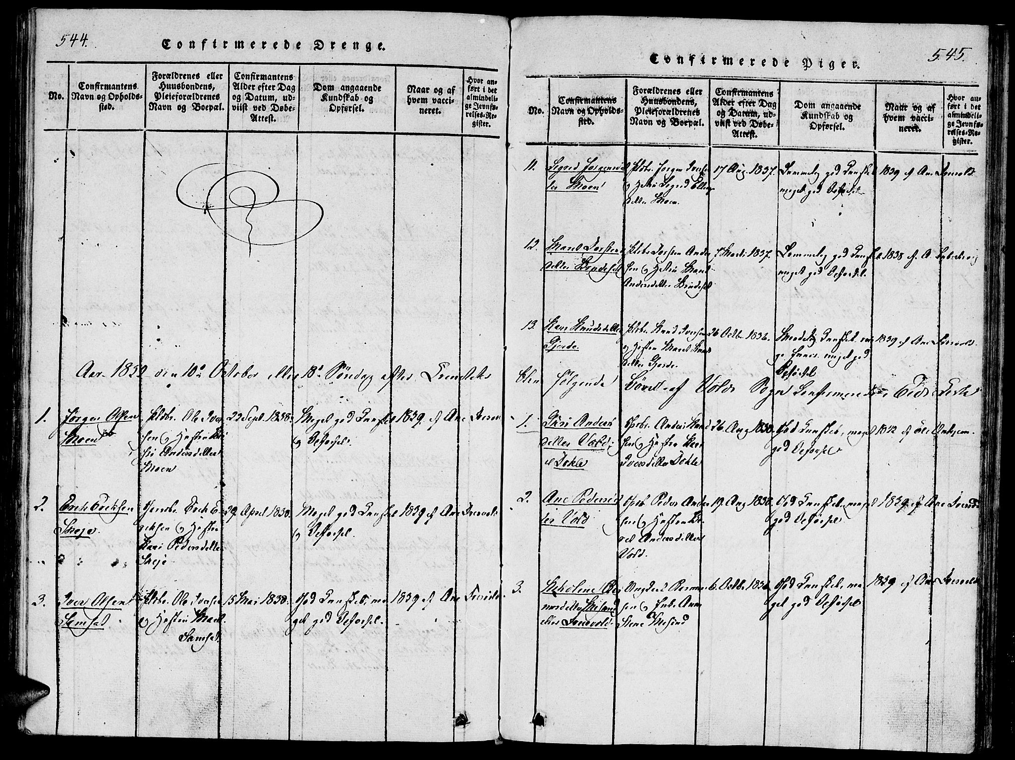 Ministerialprotokoller, klokkerbøker og fødselsregistre - Møre og Romsdal, SAT/A-1454/543/L0561: Parish register (official) no. 543A01, 1818-1853, p. 544-545