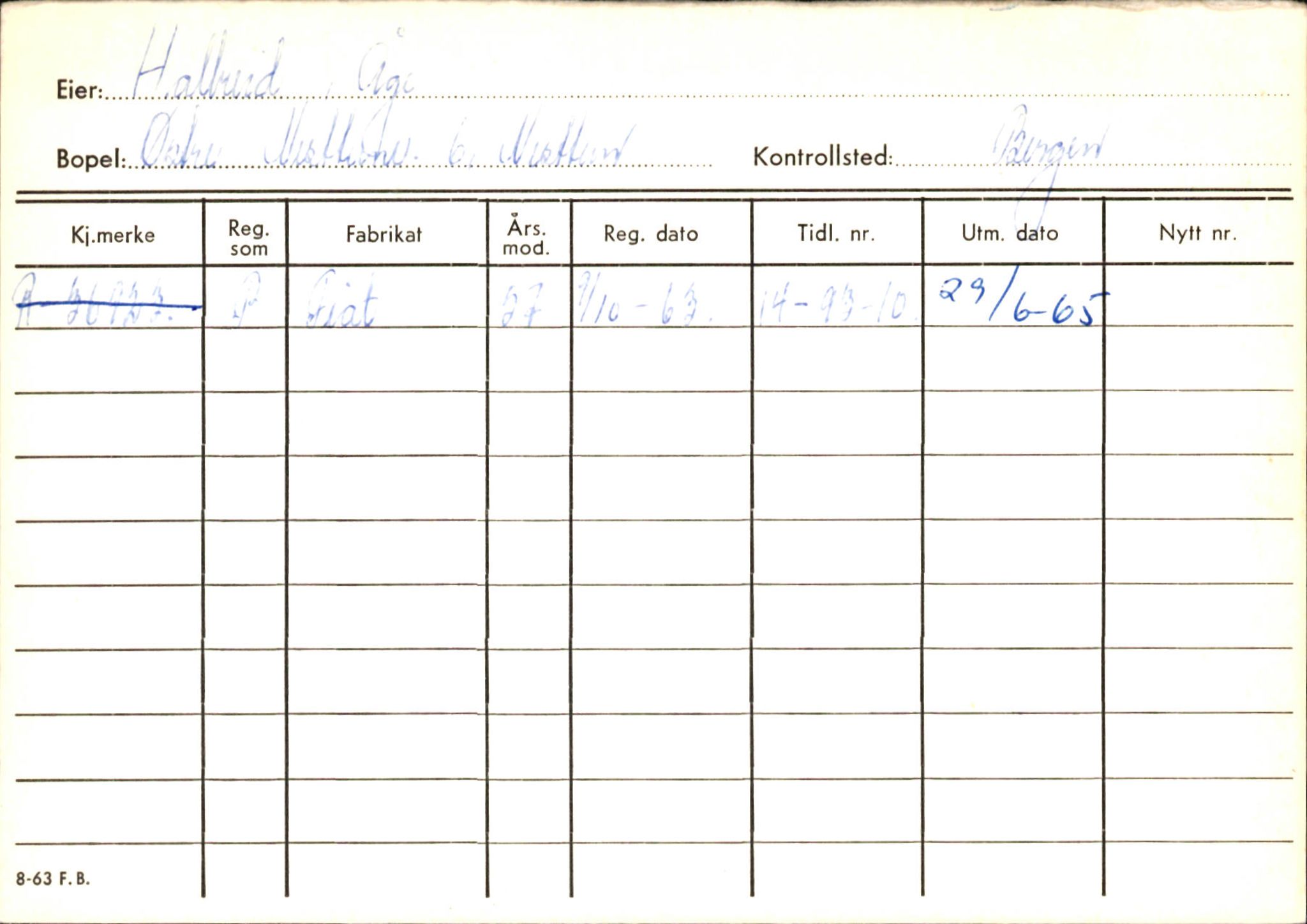 Statens vegvesen, Hordaland vegkontor, SAB/A-5201/2/Ha/L0018: R-eierkort H, 1920-1971, p. 2