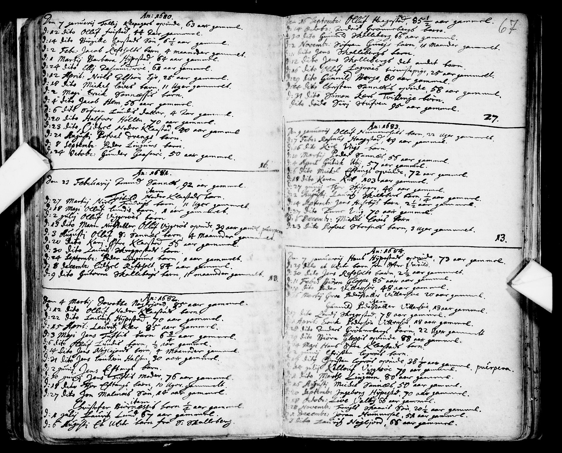 Tjølling kirkebøker, SAKO/A-60/F/Fa/L0001: Parish register (official) no. 1, 1670-1716, p. 67