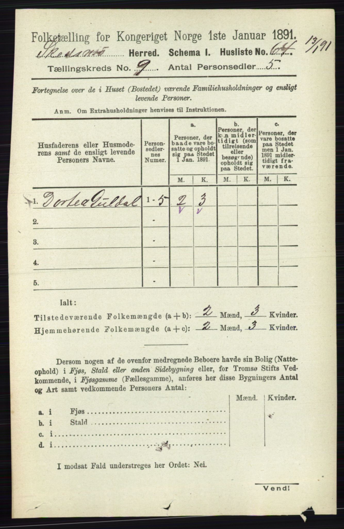 RA, 1891 census for 0231 Skedsmo, 1891, p. 5088