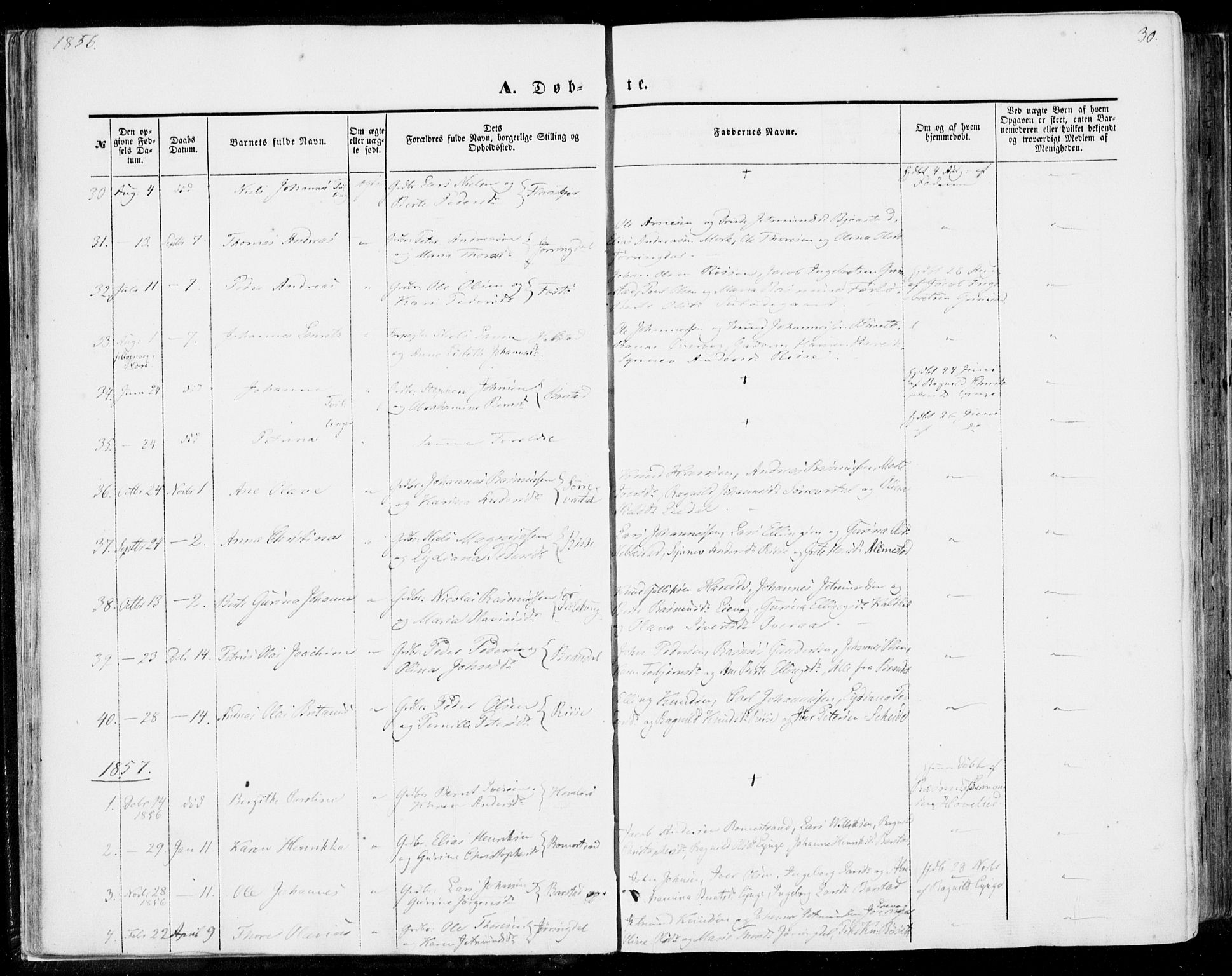 Ministerialprotokoller, klokkerbøker og fødselsregistre - Møre og Romsdal, SAT/A-1454/510/L0121: Parish register (official) no. 510A01, 1848-1877, p. 30