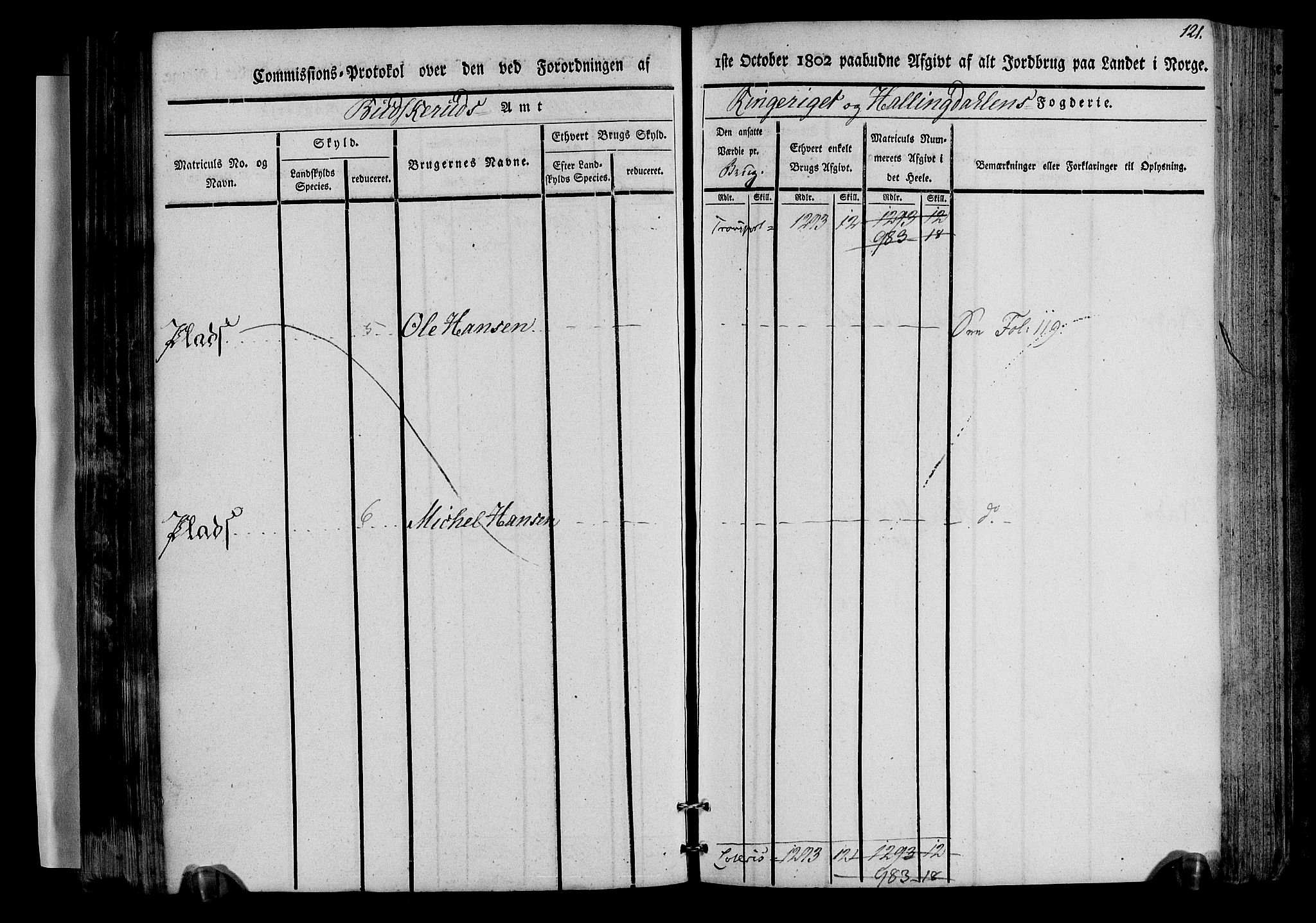 Rentekammeret inntil 1814, Realistisk ordnet avdeling, AV/RA-EA-4070/N/Ne/Nea/L0045: Ringerike og Hallingdal fogderi. Kommisjonsprotokoll for Norderhov prestegjeld, 1803, p. 124