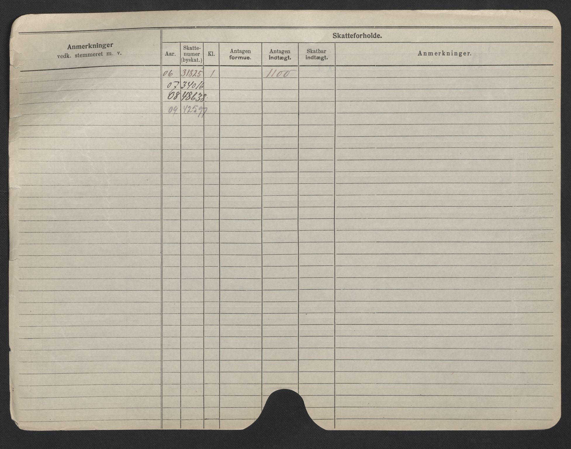 Oslo folkeregister, Registerkort, AV/SAO-A-11715/F/Fa/Fac/L0006: Menn, 1906-1914, p. 826b