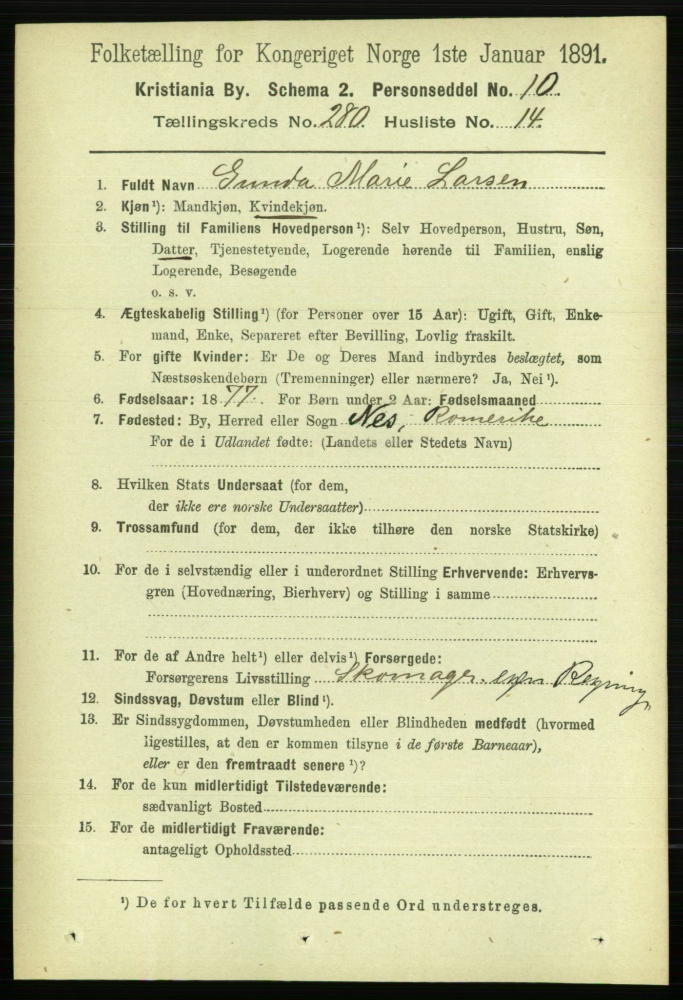 RA, 1891 census for 0301 Kristiania, 1891, p. 170471