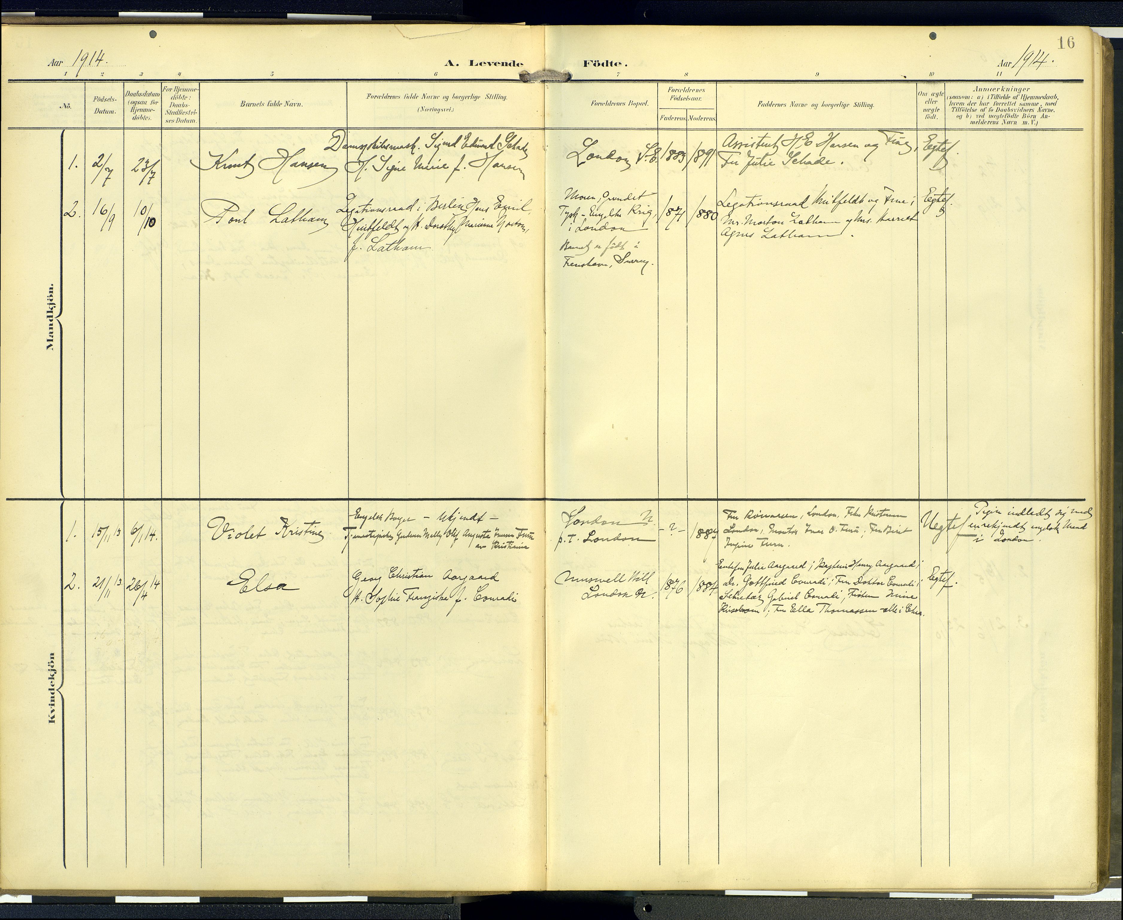  Den norske sjømannsmisjon i utlandet/London m/bistasjoner, SAB/SAB/PA-0103/H/Ha/L0003: Parish register (official) no. A 3, 1903-1934, p. 15b-16a