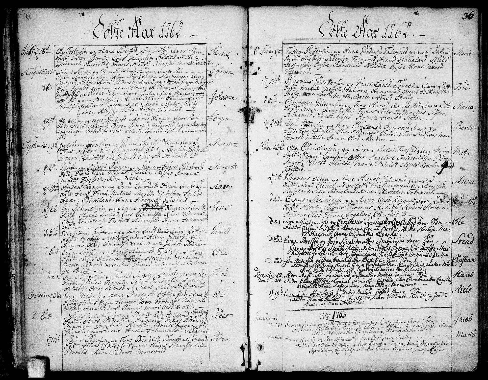 Kråkstad prestekontor Kirkebøker, SAO/A-10125a/F/Fa/L0001: Parish register (official) no. I 1, 1736-1785, p. 36