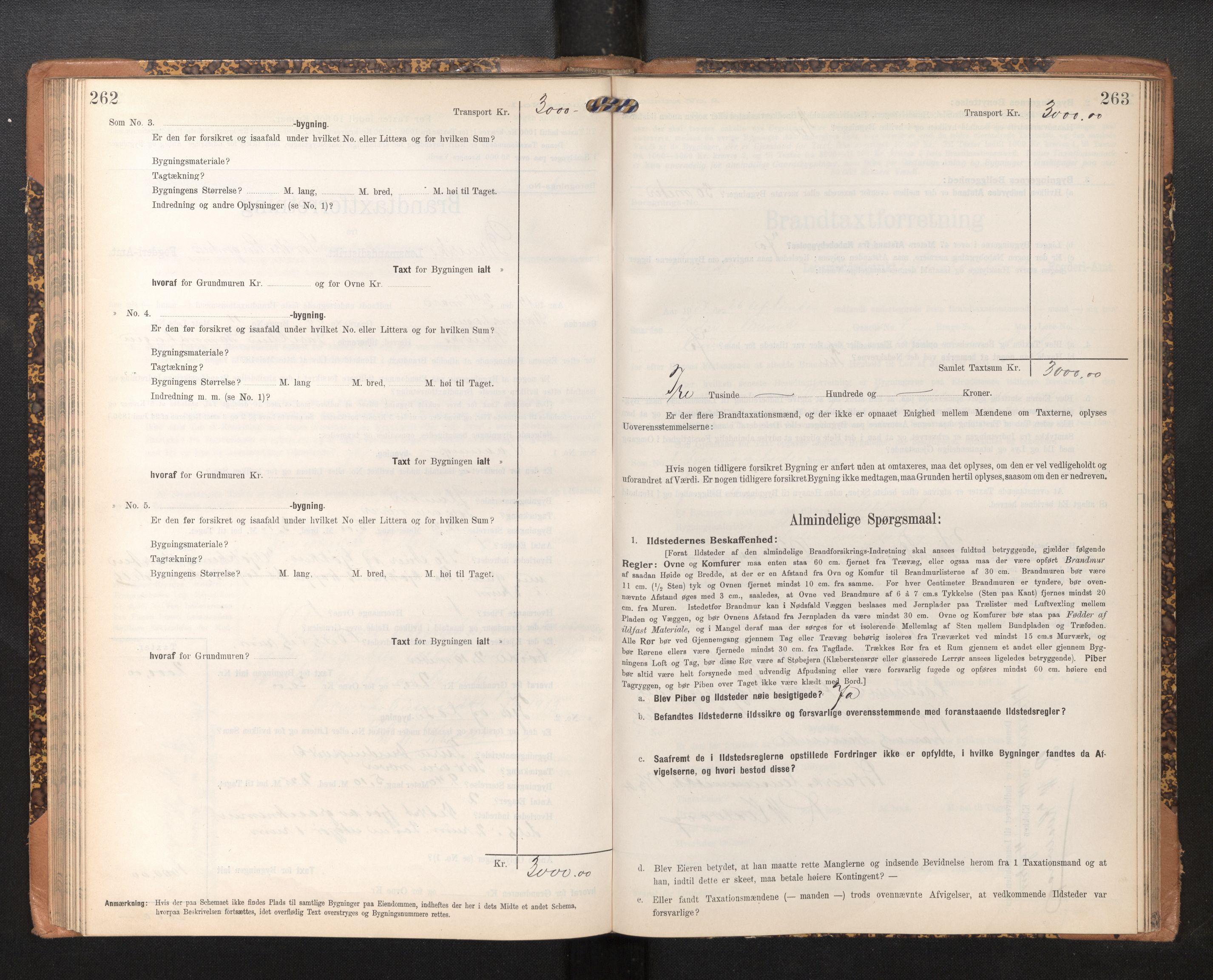 Lensmannen i Bruvik, SAB/A-31301/0012/L0007: Branntakstprotokoll, skjematakst, 1906-1918, p. 262-263