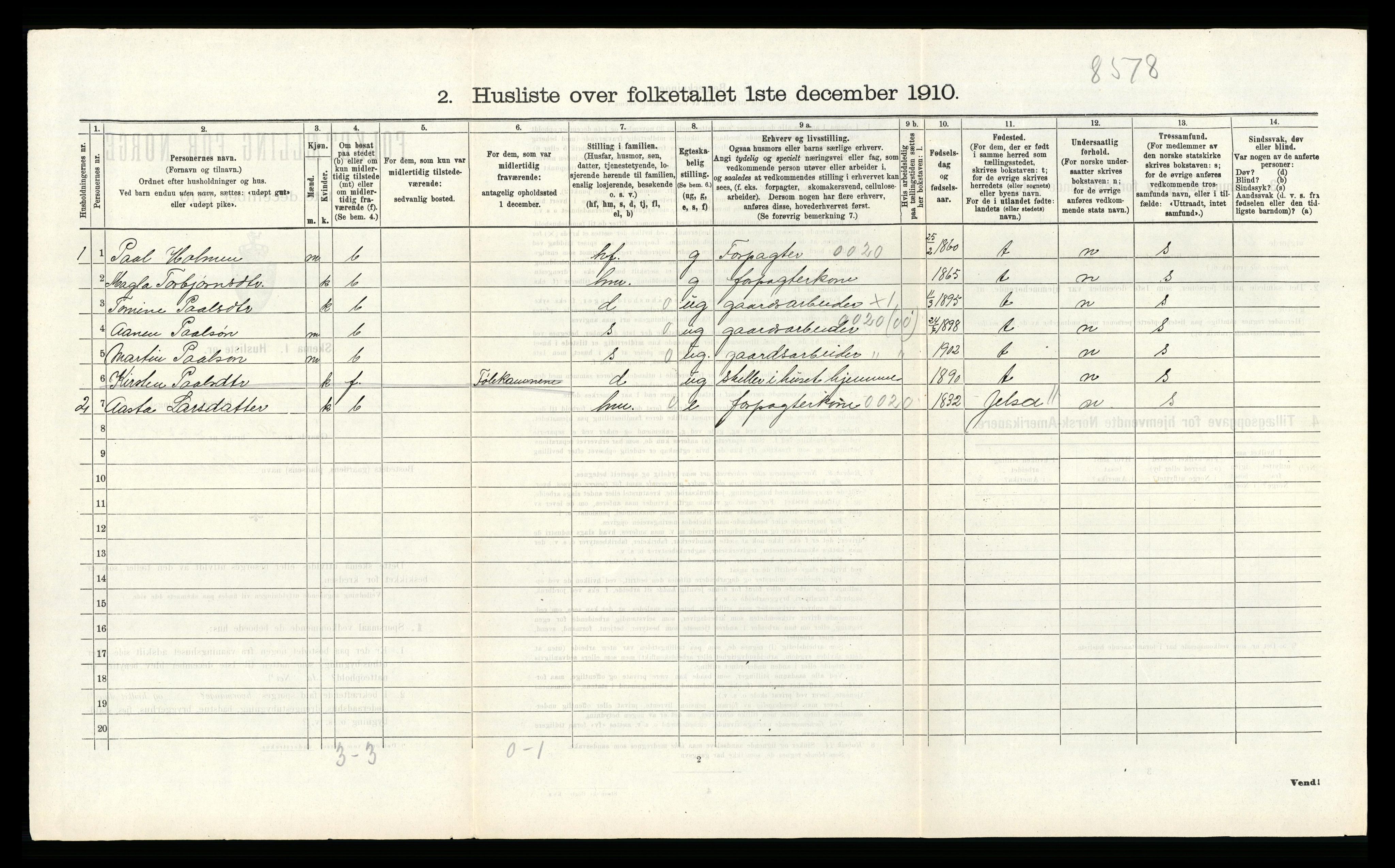 RA, 1910 census for Hjelmeland, 1910, p. 347