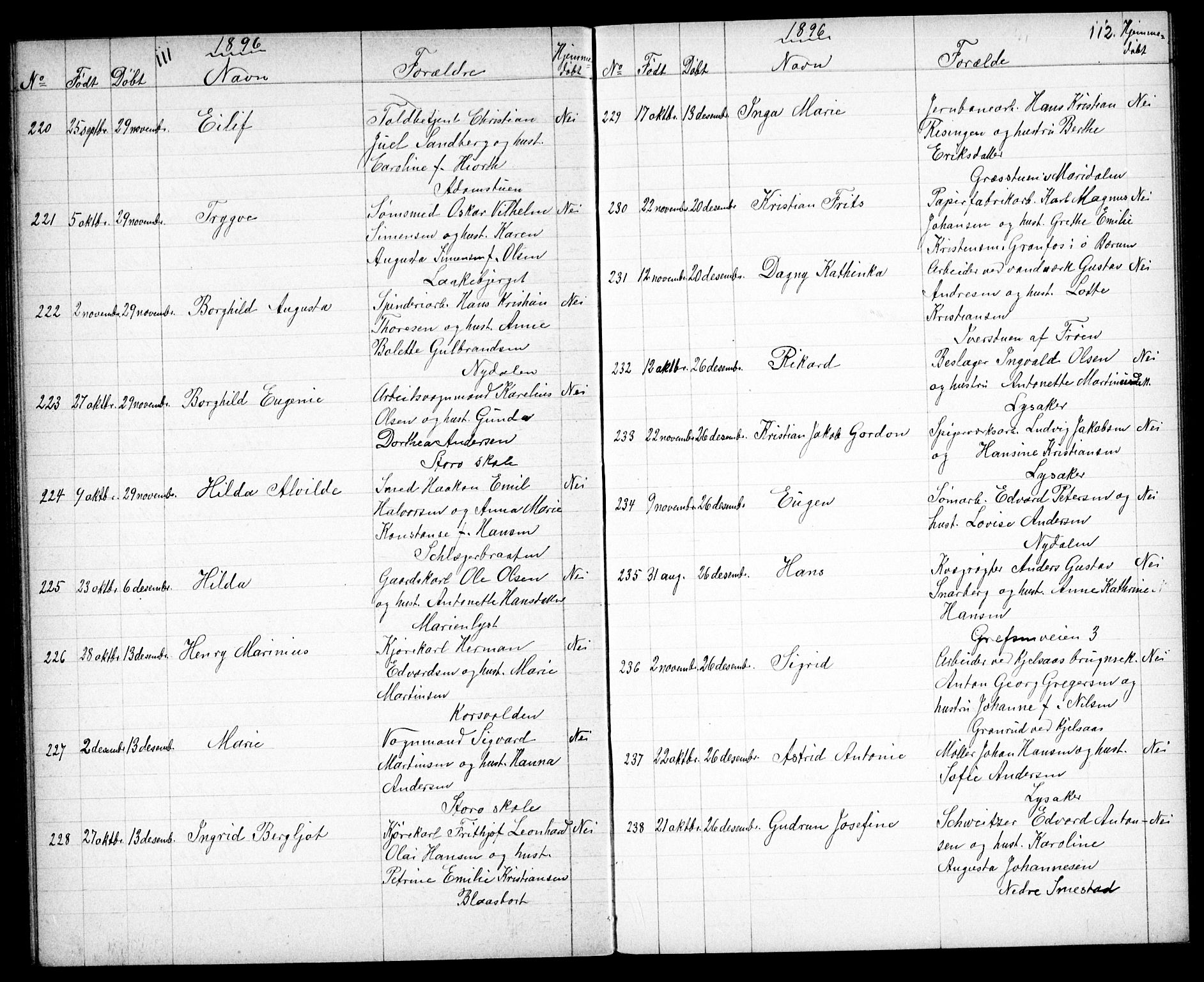 Vestre Aker prestekontor Kirkebøker, SAO/A-10025/G/Ga/L0004: Parish register (copy) no. I 4, 1891-1903, p. 111-112