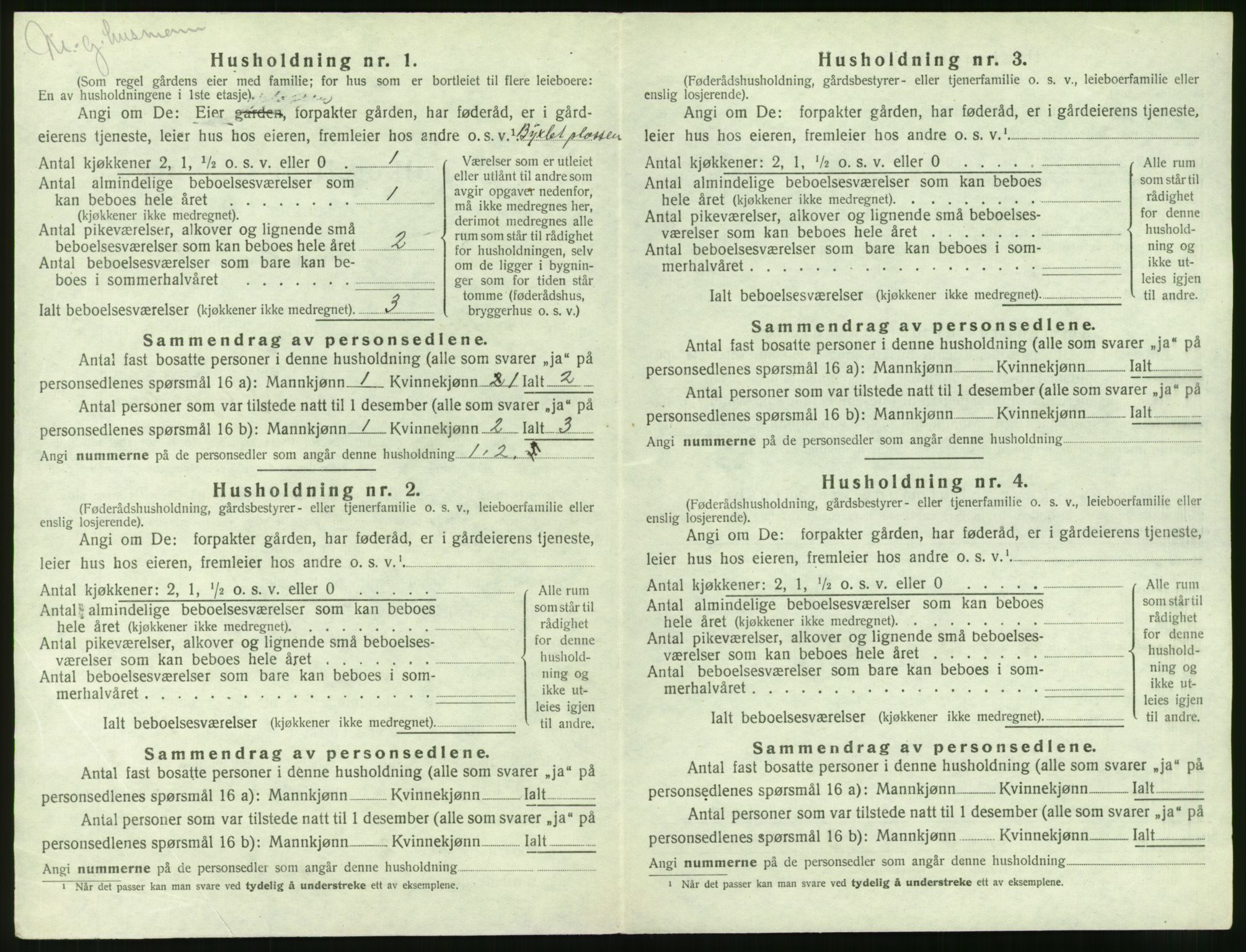 SAT, 1920 census for Grytten, 1920, p. 215