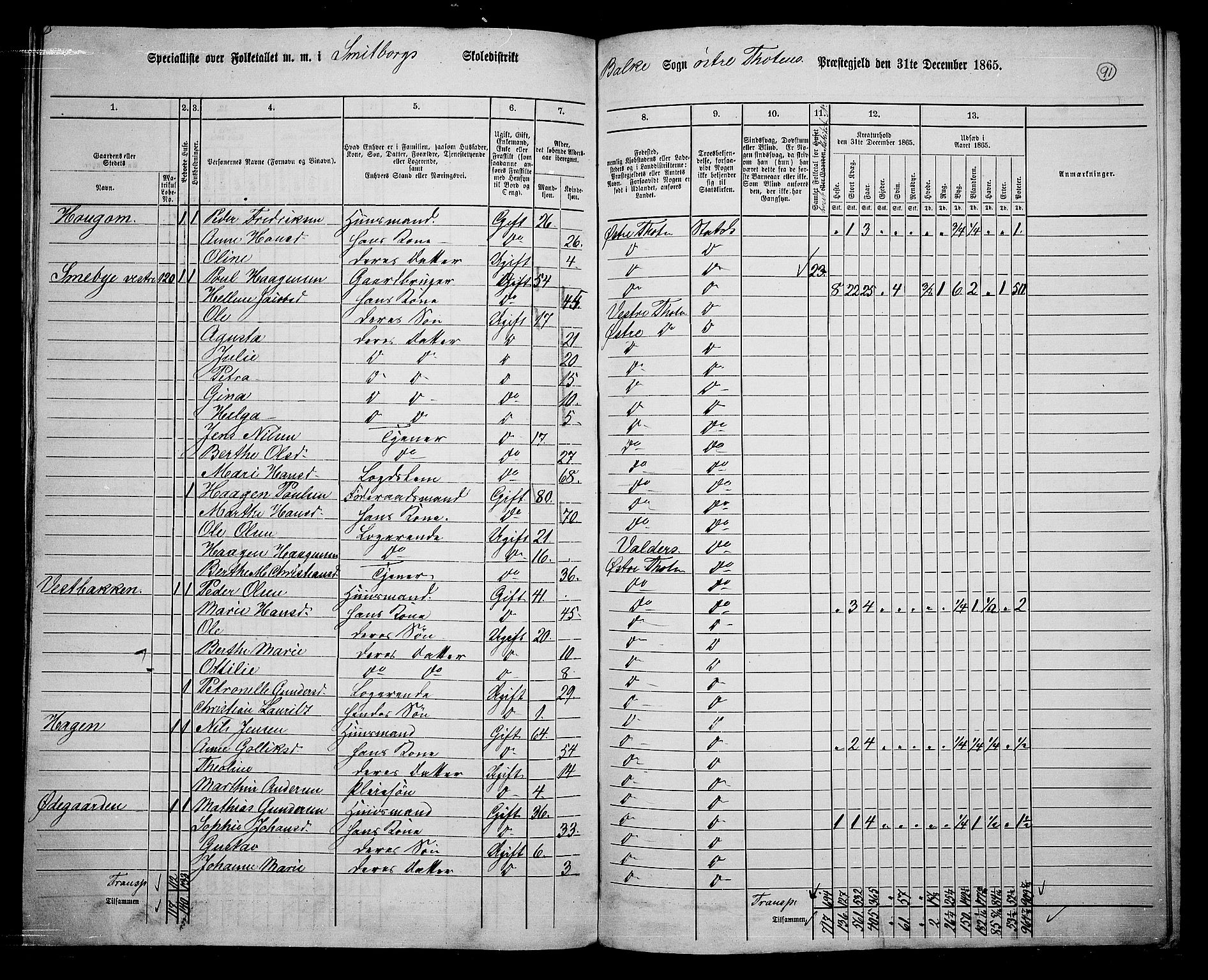 RA, 1865 census for Østre Toten, 1865, p. 102