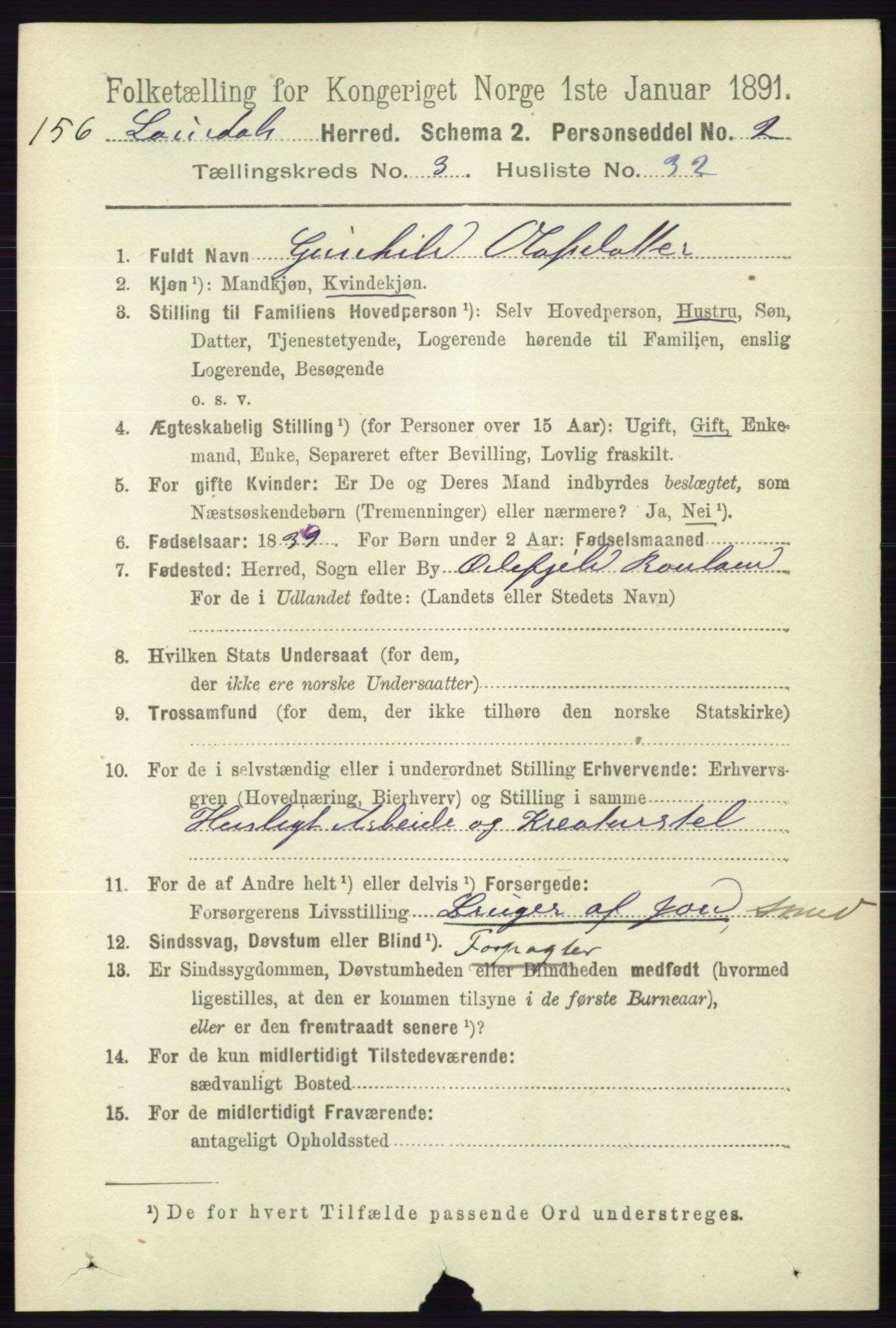 RA, 1891 census for 0833 Lårdal, 1891, p. 992