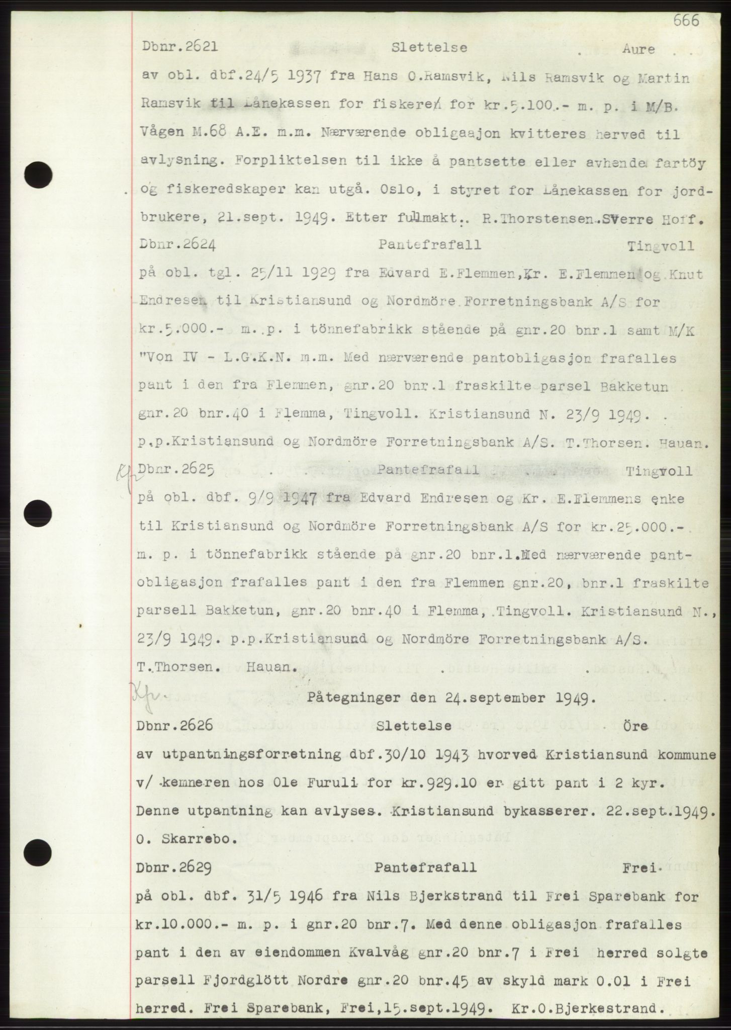 Nordmøre sorenskriveri, AV/SAT-A-4132/1/2/2Ca: Mortgage book no. C82b, 1946-1951, Diary no: : 2621/1949