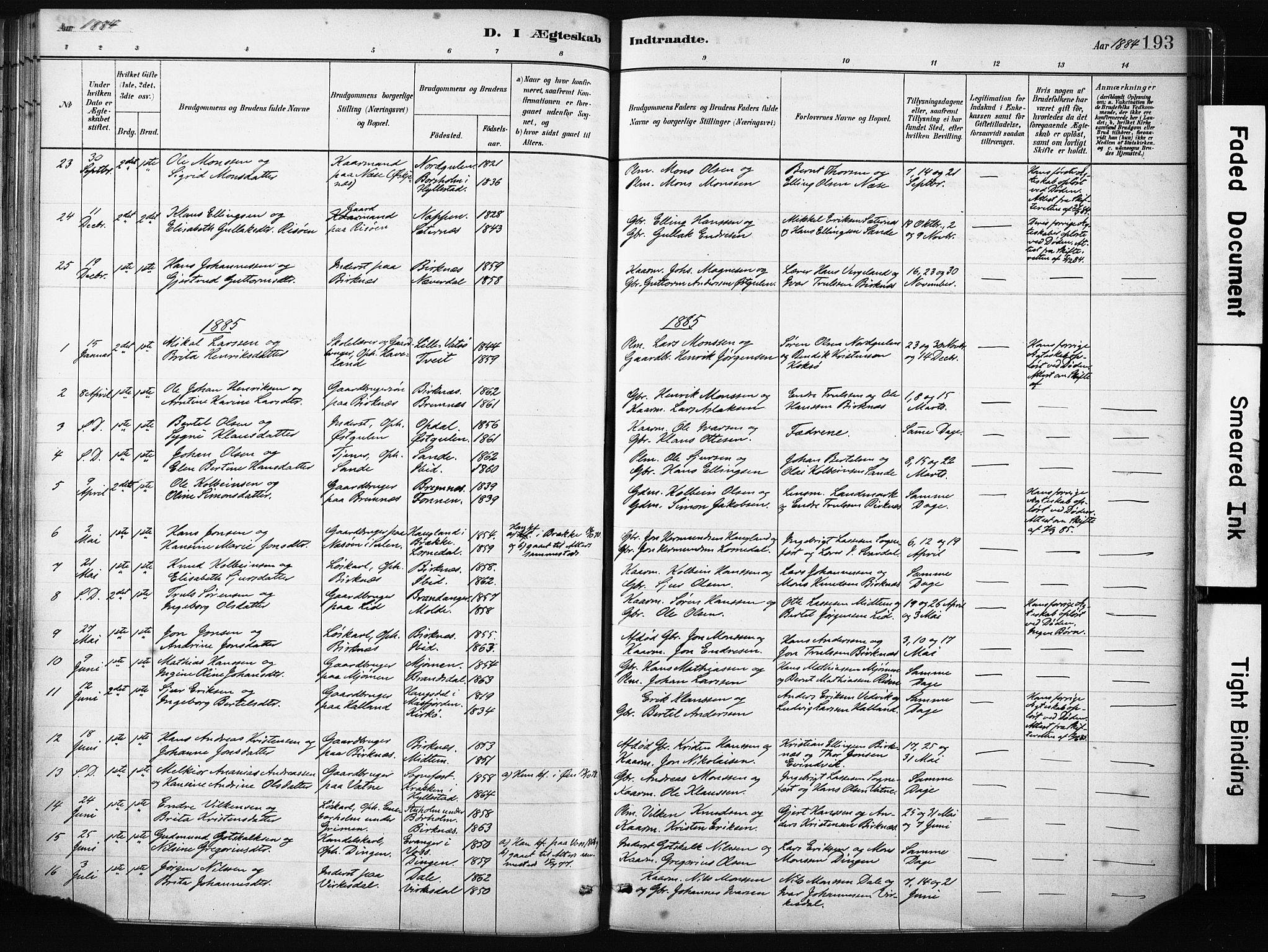 Gulen sokneprestembete, SAB/A-80201/H/Haa/Haab/L0001: Parish register (official) no. B 1, 1881-1905, p. 193