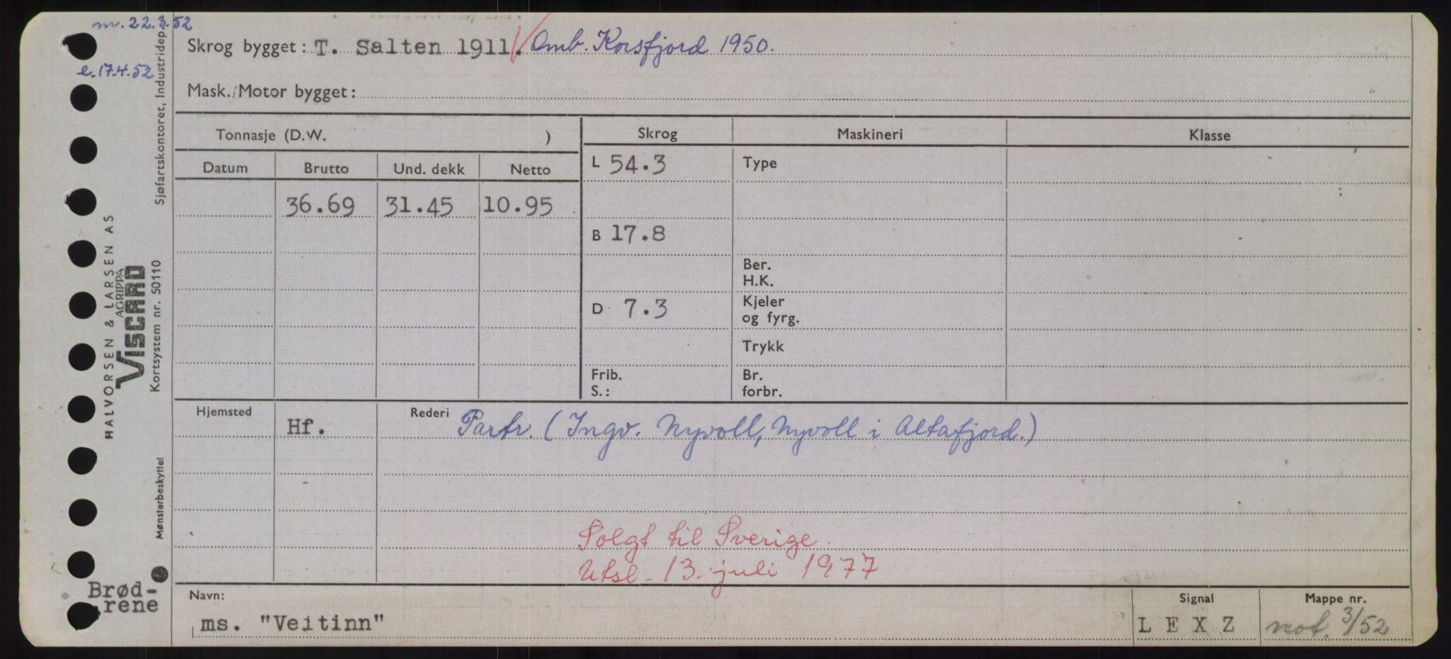 Sjøfartsdirektoratet med forløpere, Skipsmålingen, RA/S-1627/H/Hd/L0040: Fartøy, U-Ve, p. 575