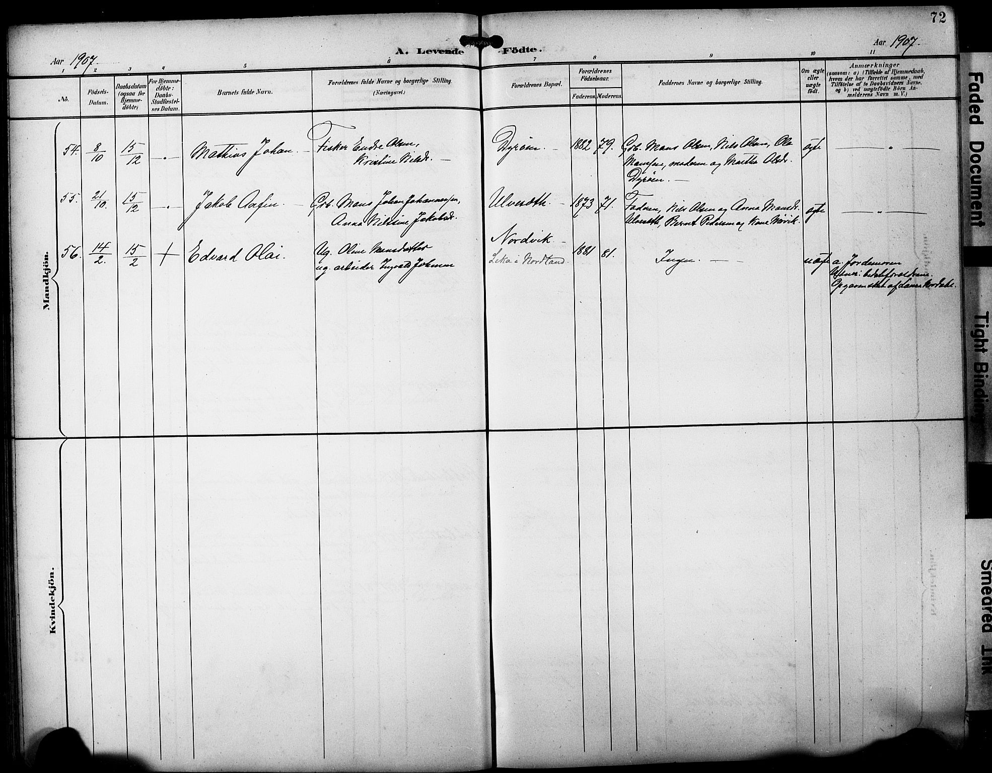 Fjell sokneprestembete, SAB/A-75301/H/Hab: Parish register (copy) no. A 5, 1899-1918, p. 72