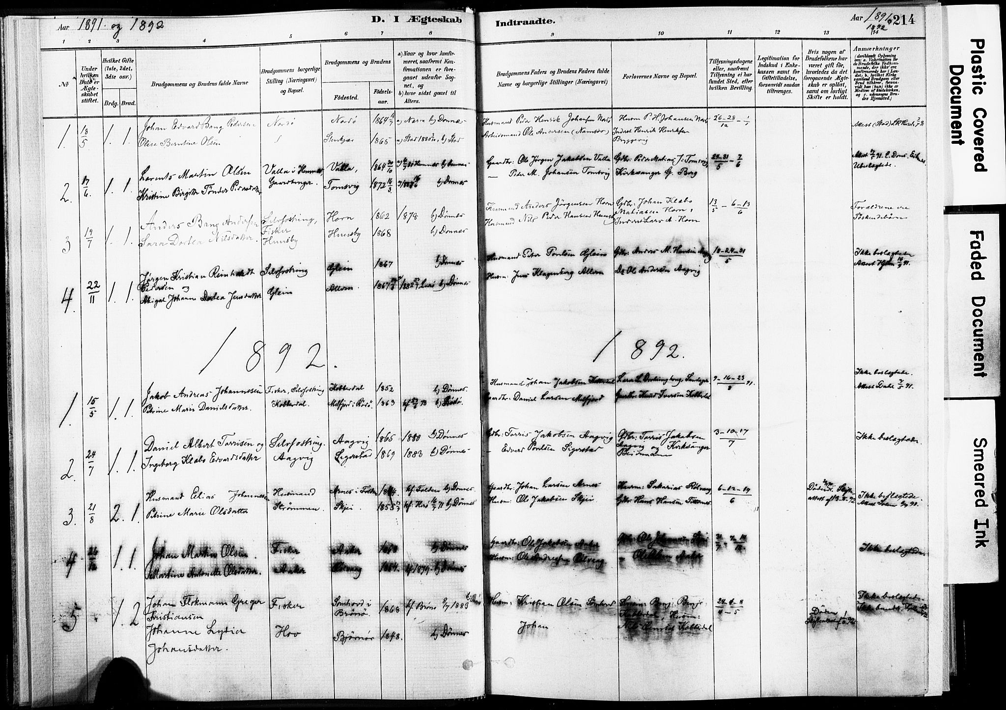 Ministerialprotokoller, klokkerbøker og fødselsregistre - Nordland, AV/SAT-A-1459/835/L0526: Parish register (official) no. 835A03II, 1881-1910, p. 214