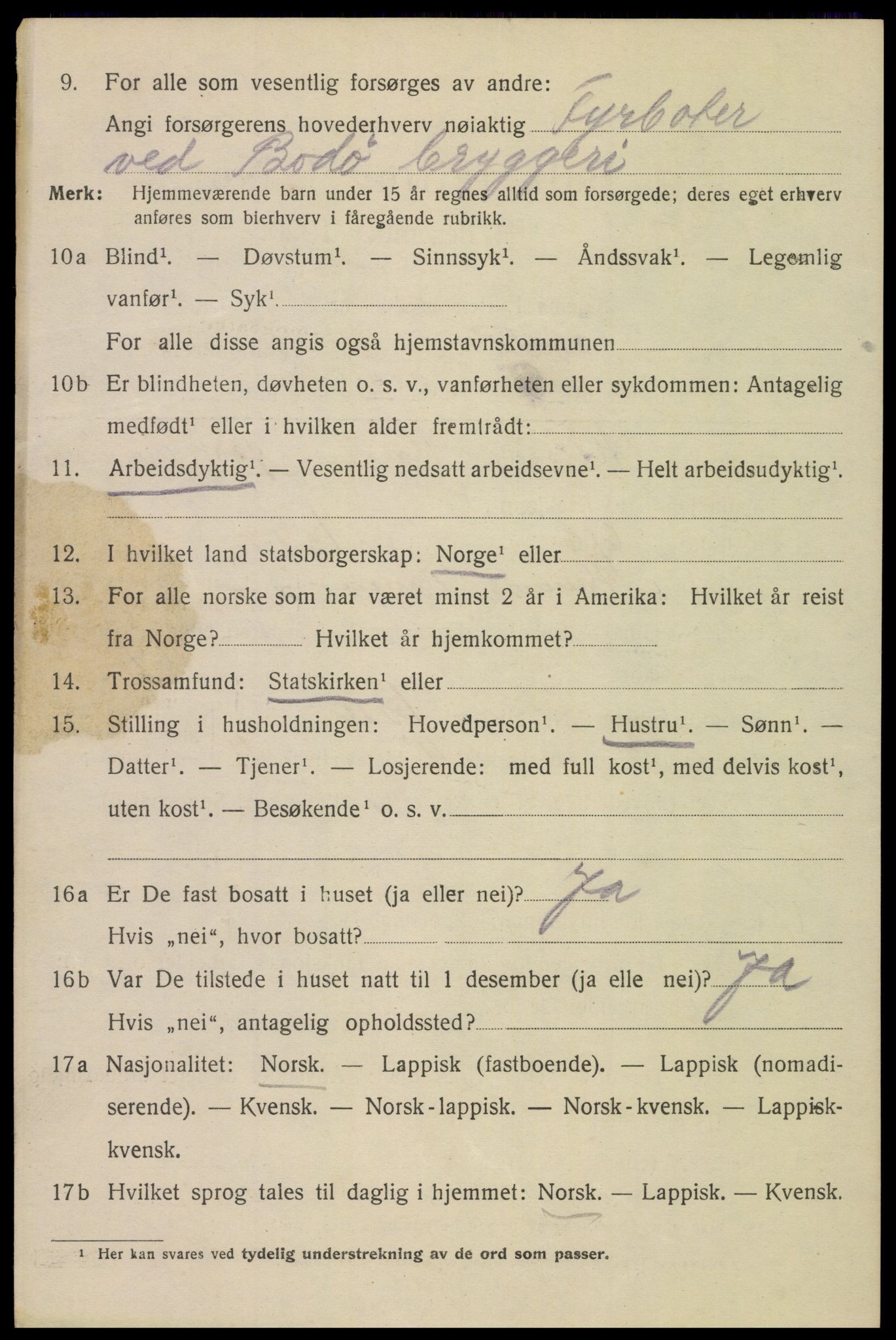 SAT, 1920 census for Bodø, 1920, p. 7386