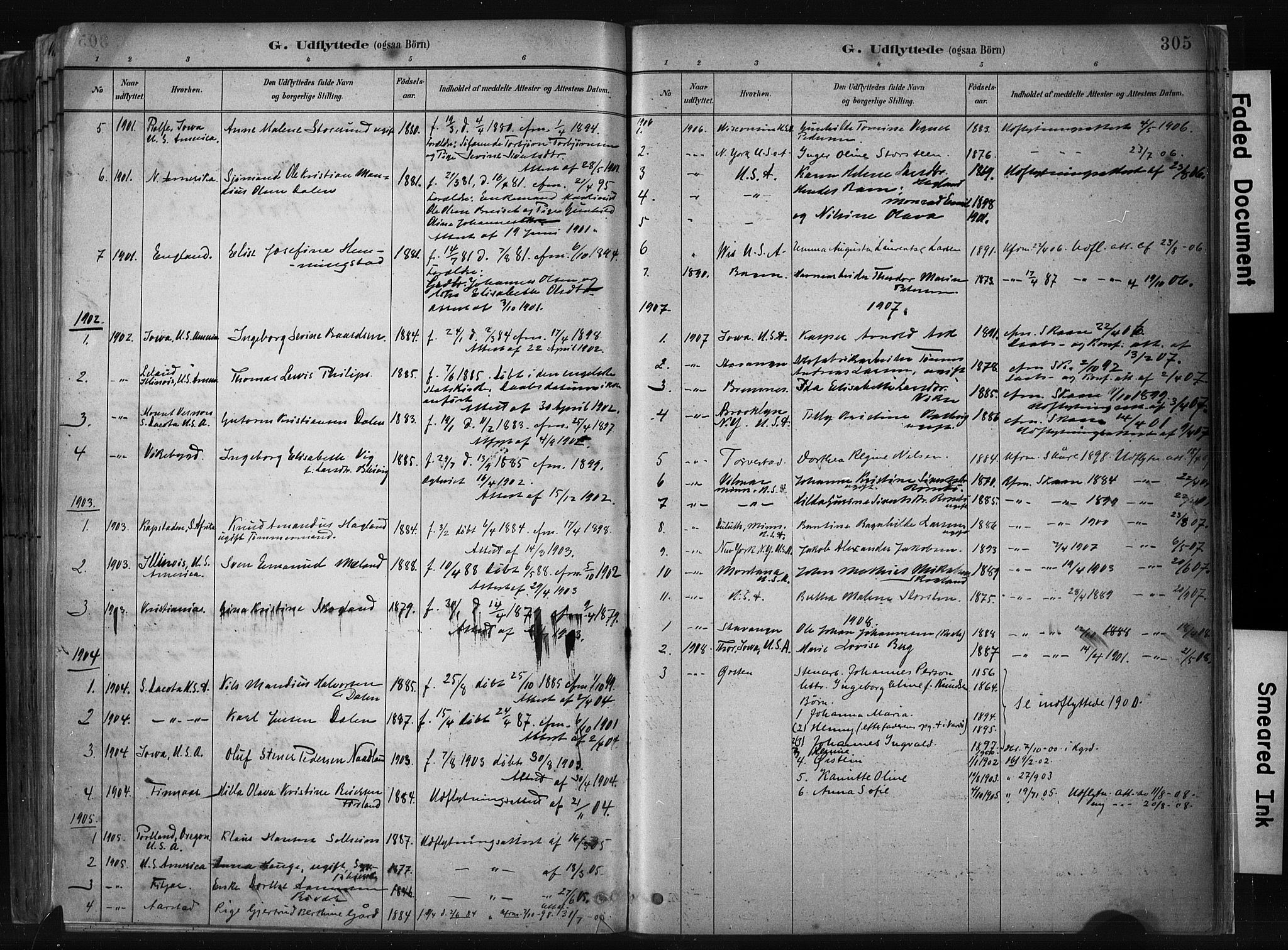 Haugesund sokneprestkontor, SAST/A -101863/H/Ha/Haa/L0004: Parish register (official) no. A 4, 1886-1908, p. 305