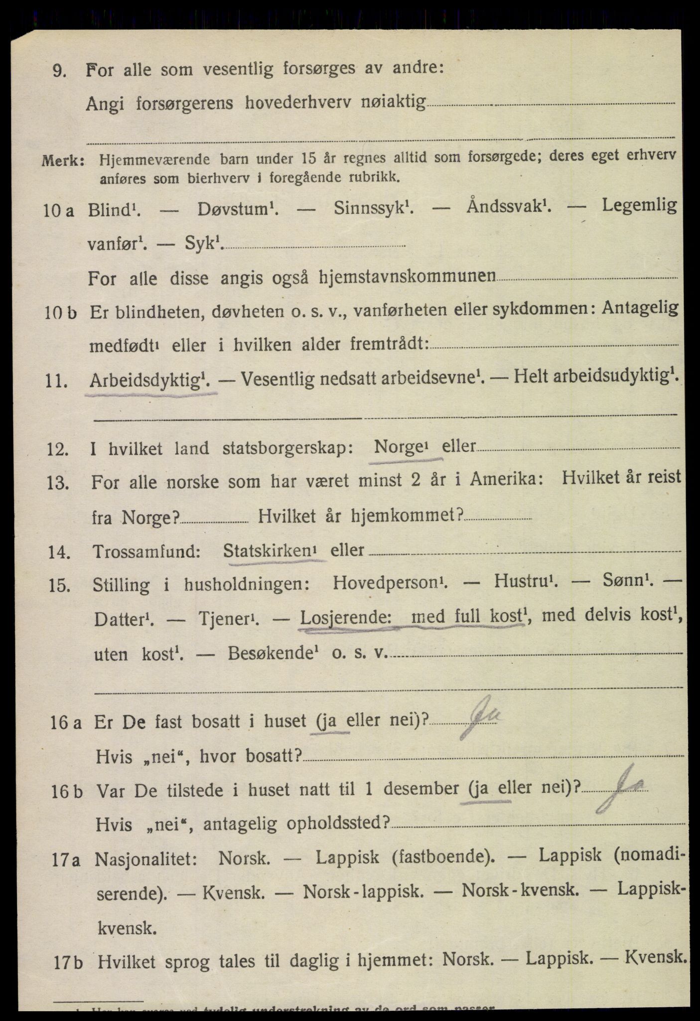 SAT, 1920 census for Fauske, 1920, p. 10093