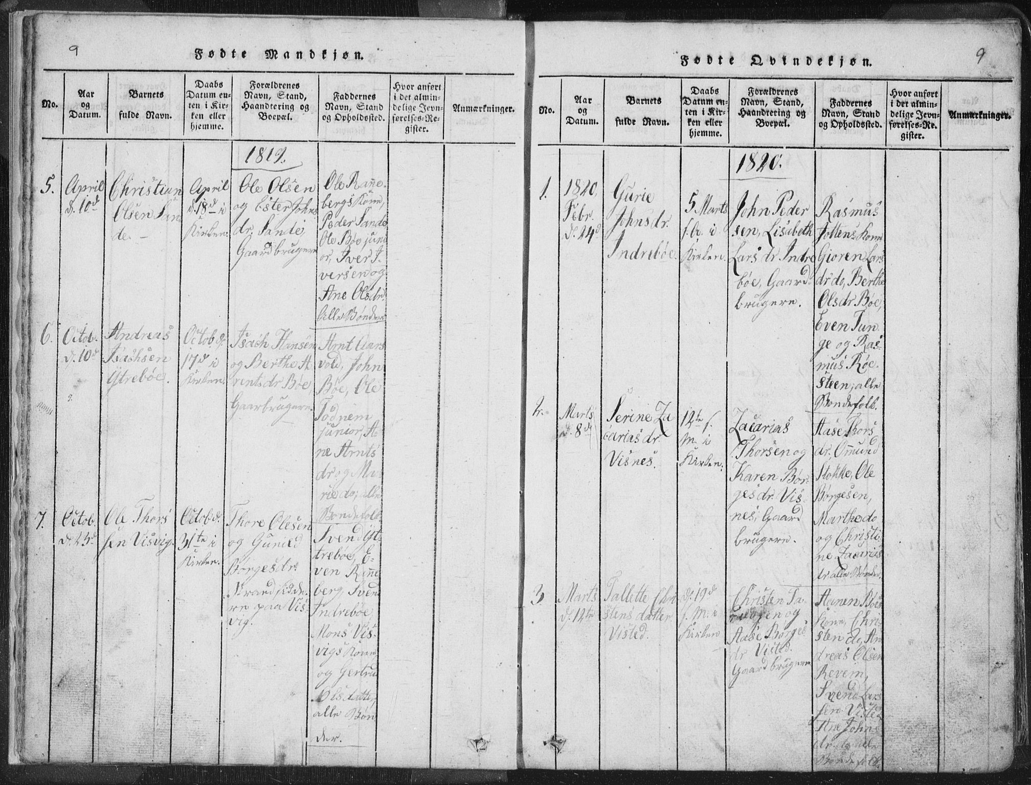 Hetland sokneprestkontor, SAST/A-101826/30/30BA/L0001: Parish register (official) no. A 1, 1816-1856, p. 9