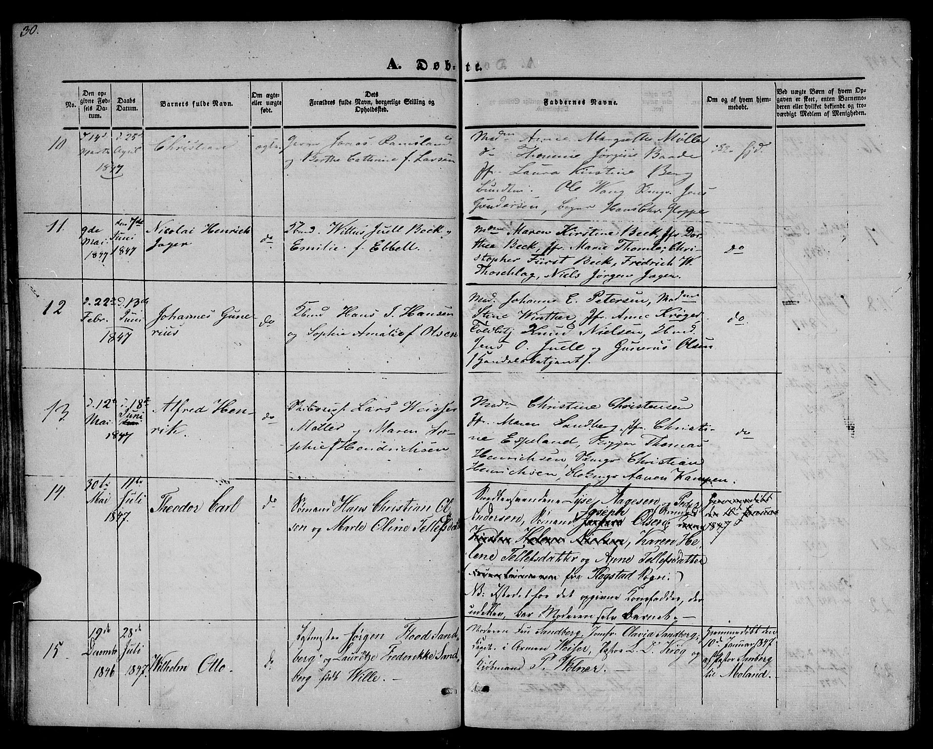 Arendal sokneprestkontor, Trefoldighet, AV/SAK-1111-0040/F/Fb/L0002: Parish register (copy) no. B 2, 1838-1860, p. 30