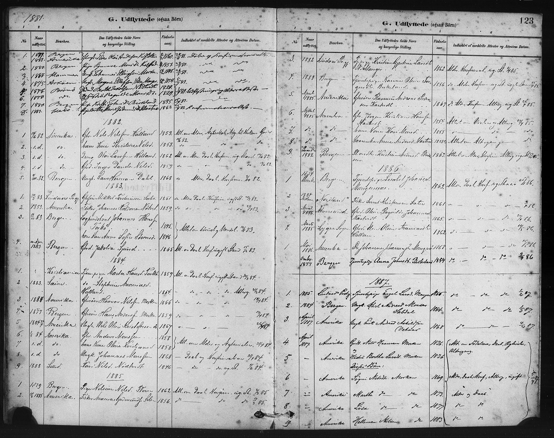 Manger sokneprestembete, SAB/A-76801/H/Haa: Parish register (official) no. B 1, 1881-1892, p. 123