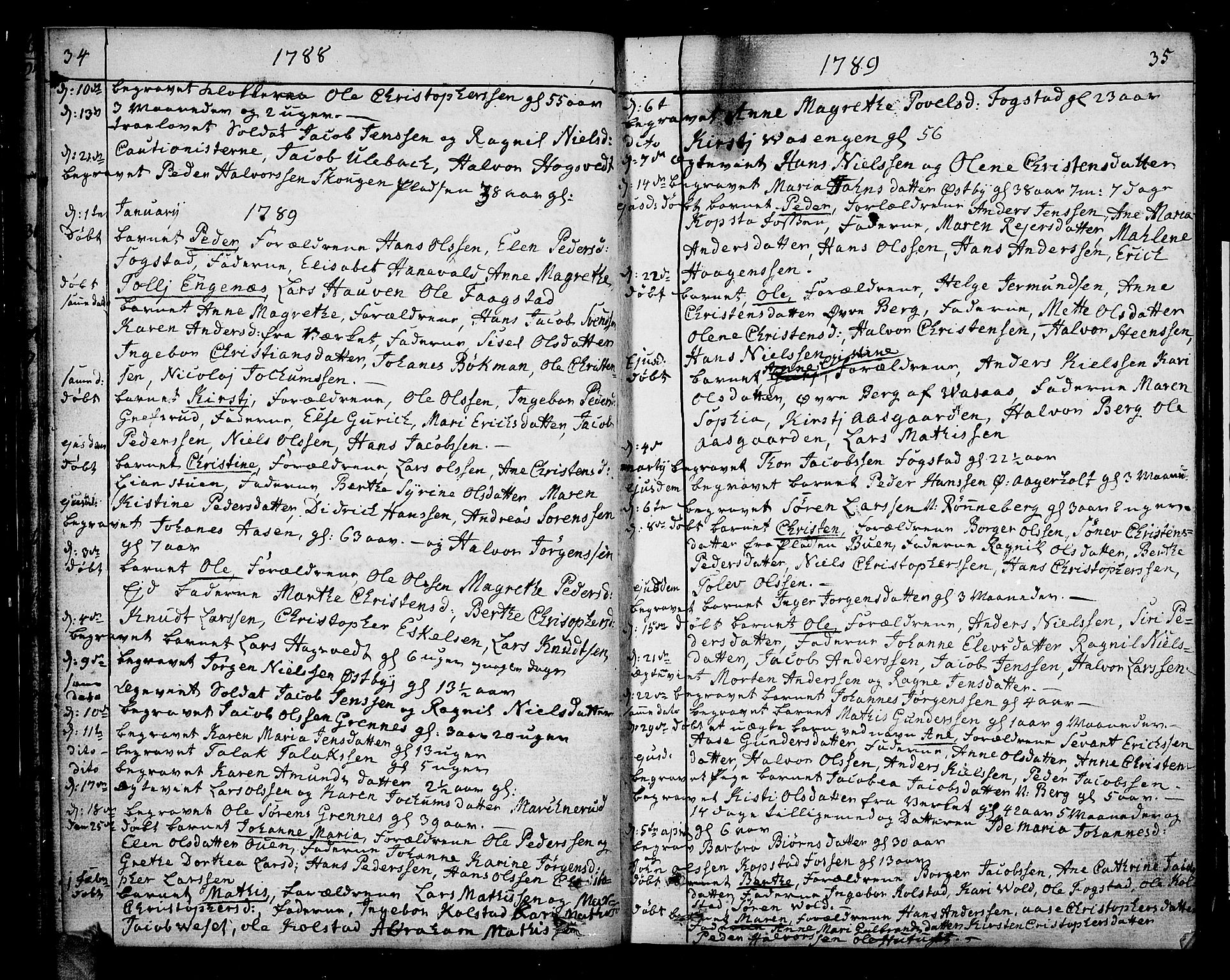 Hof kirkebøker, SAKO/A-64/F/Fa/L0003: Parish register (official) no. I 3, 1782-1814, p. 34-35